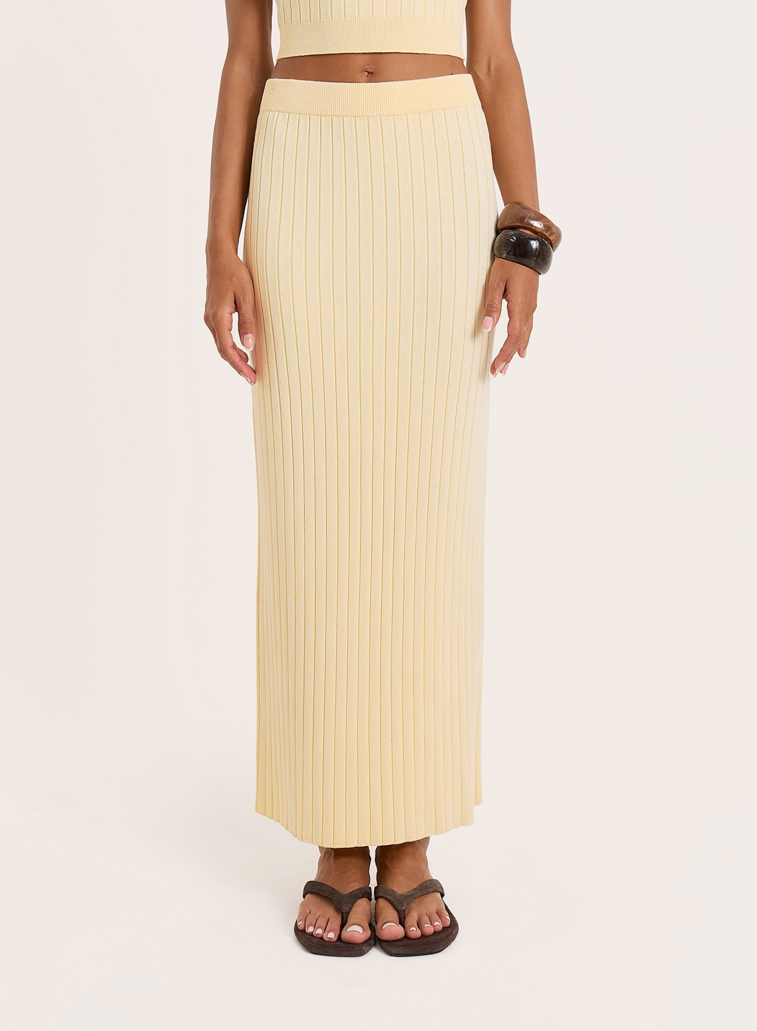 Yellow Knitted Maxi Skirt