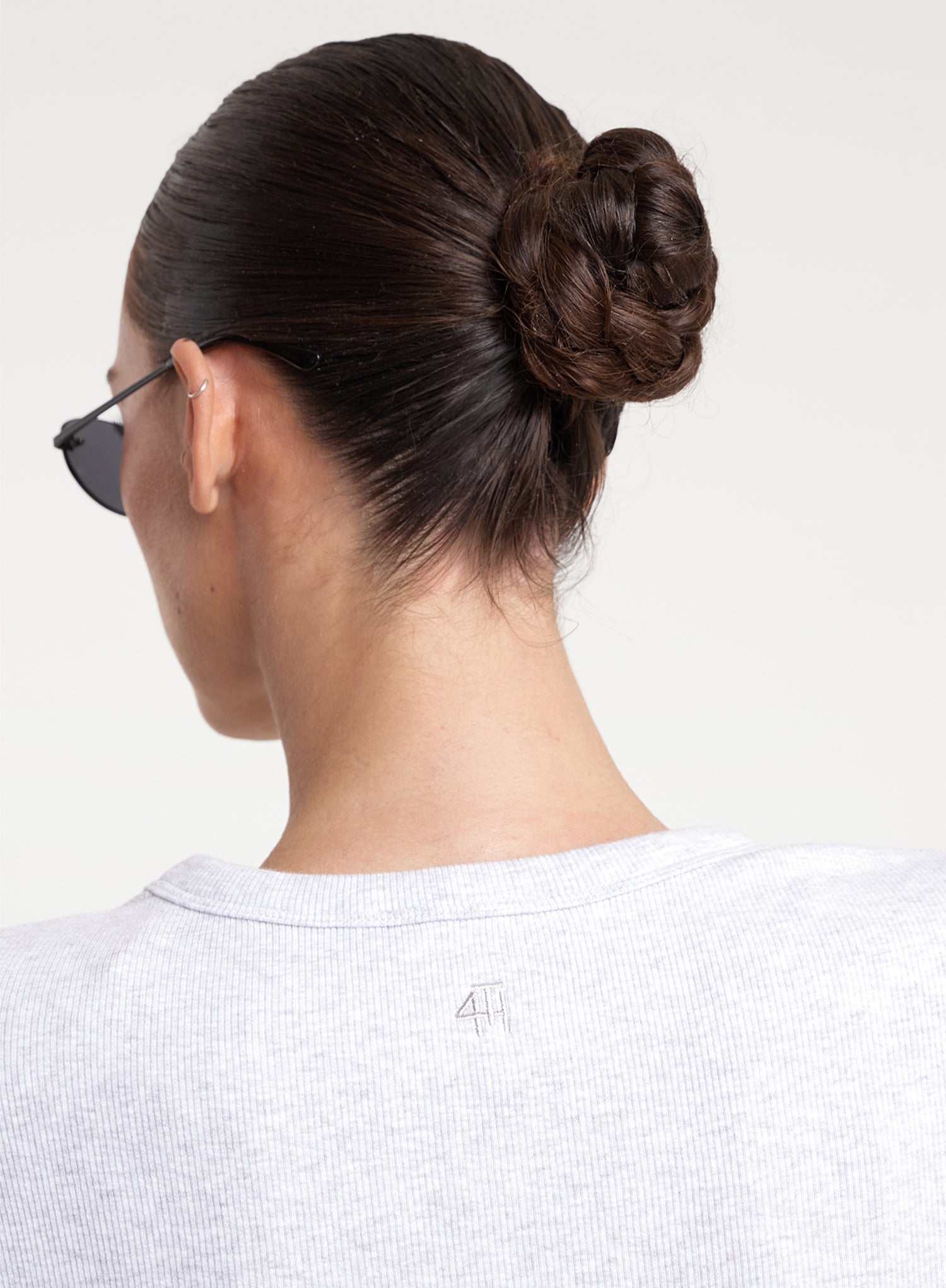 Grey Ribbed Long Sleeve Popper Front Top