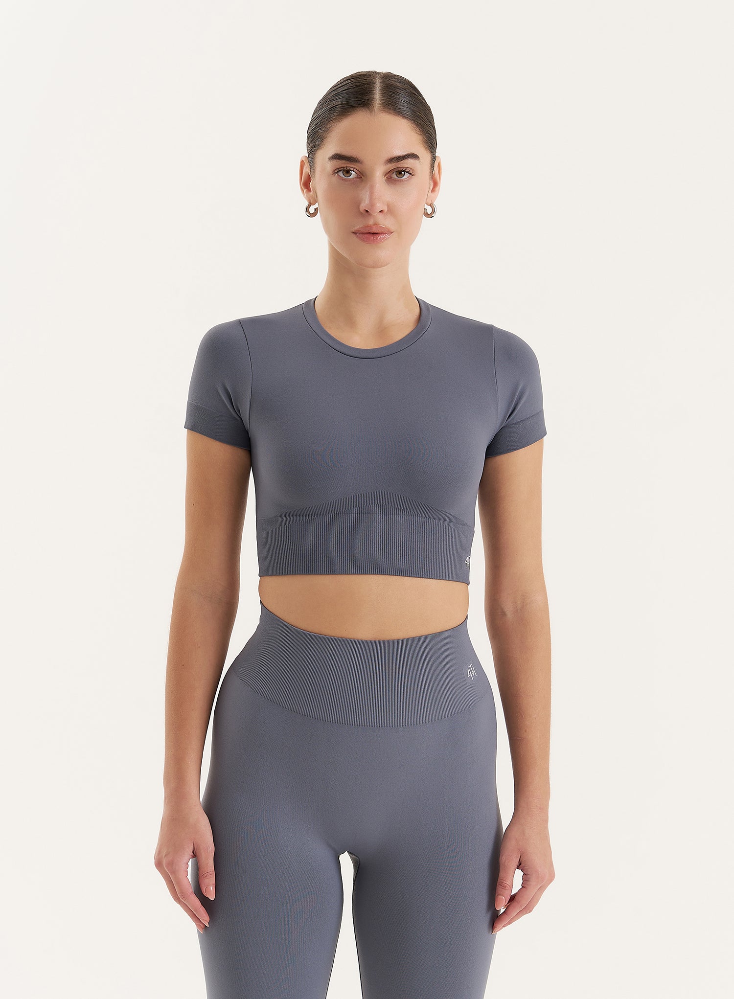 Grey Seamless Gym Crop Top- Brogan