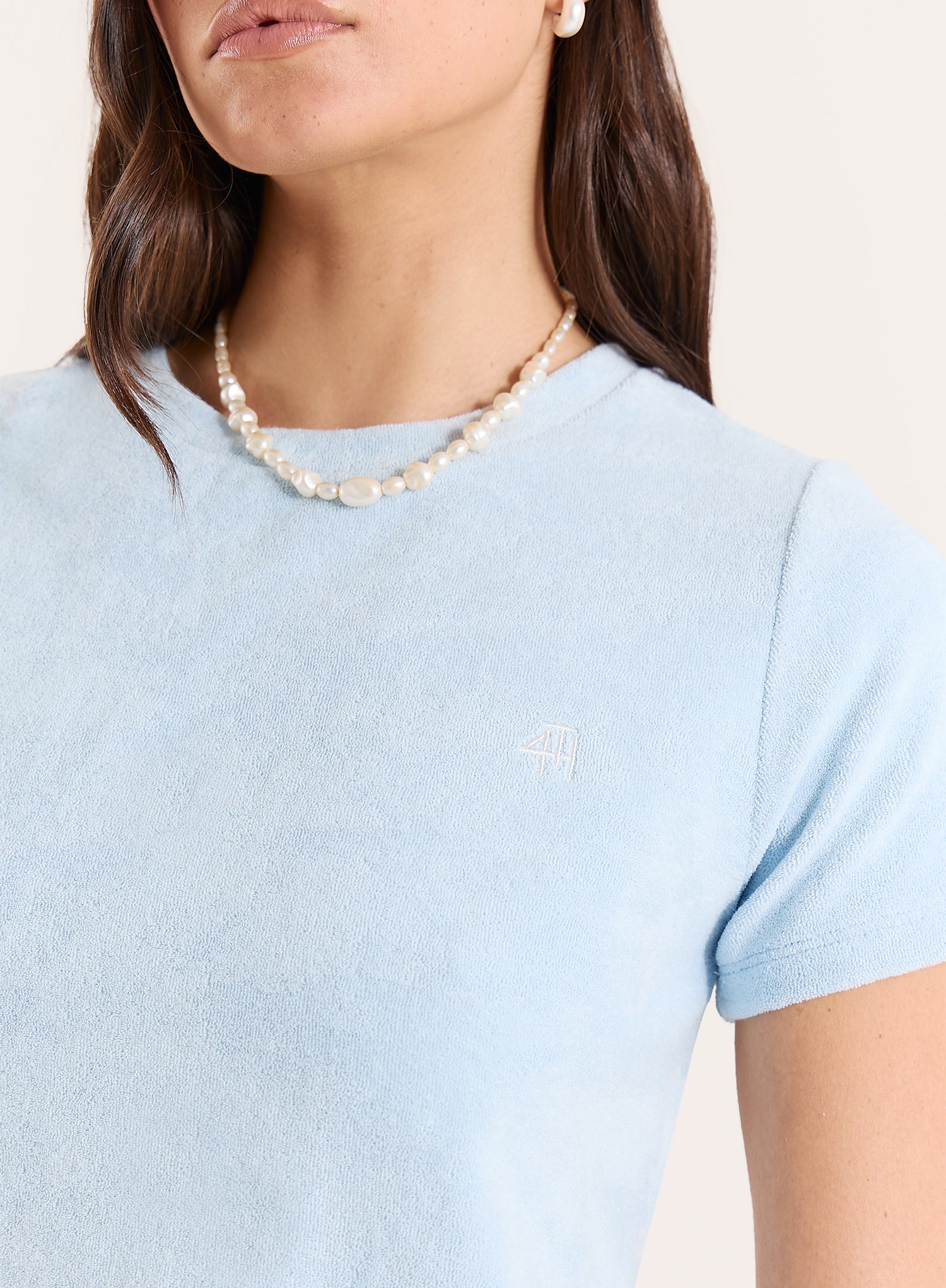 Light Blue Towelling Short Sleeve Top