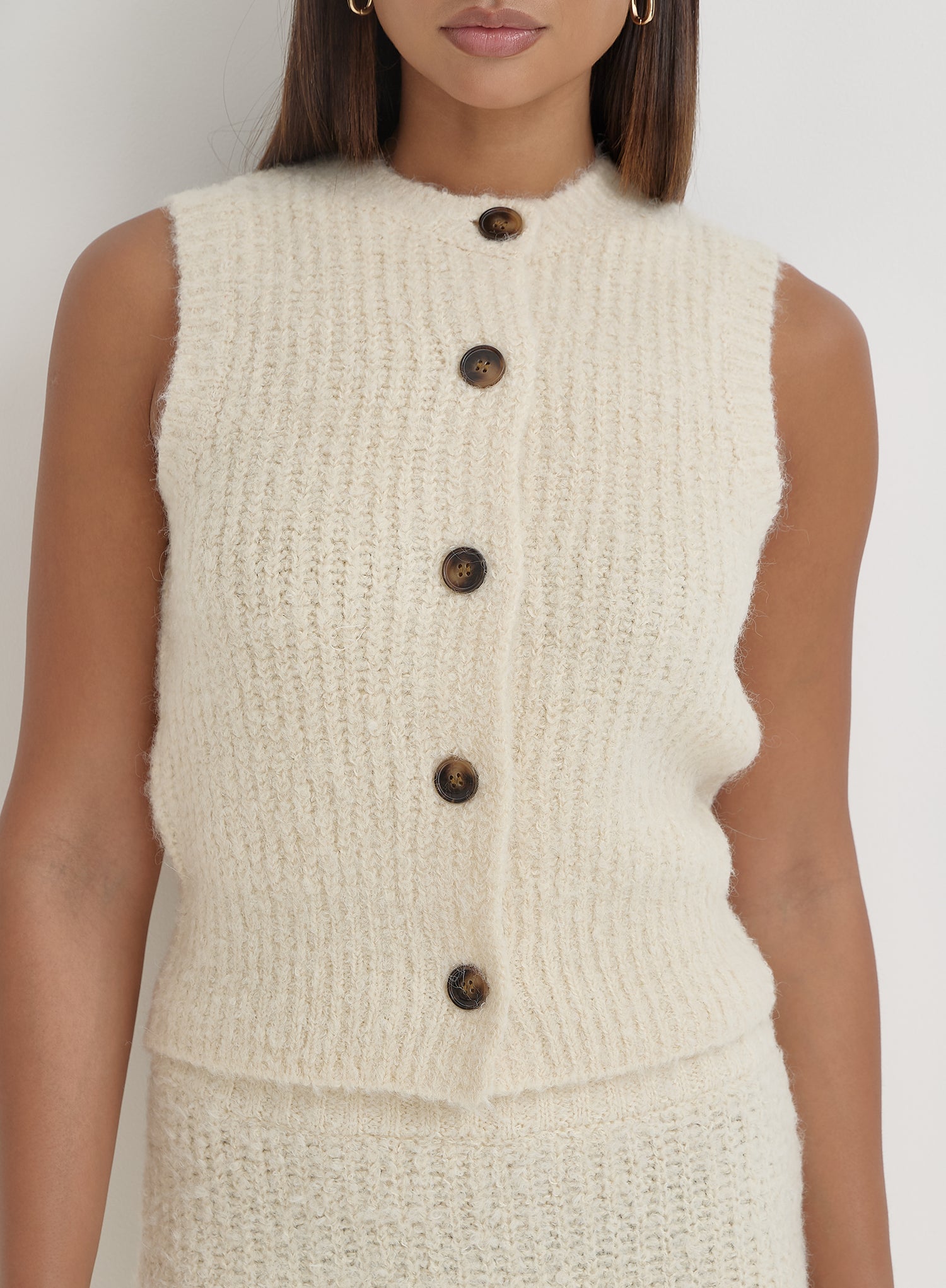 Cream Knit Waistcoat- Anine