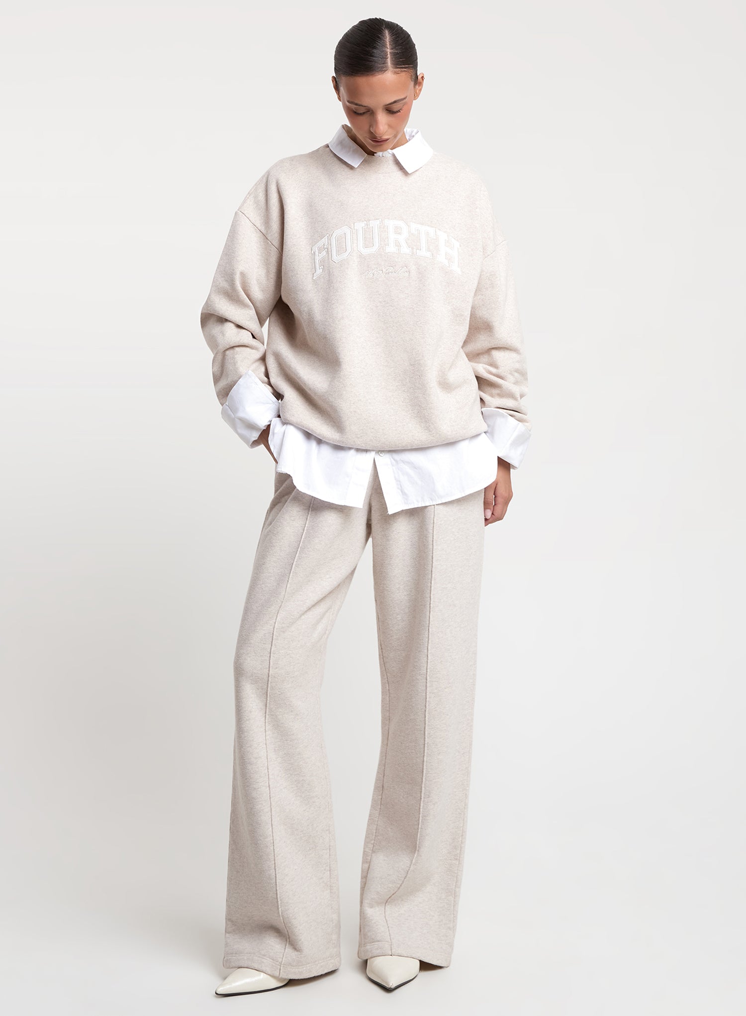 Oatmeal 4th Branded Wide Leg Jogger