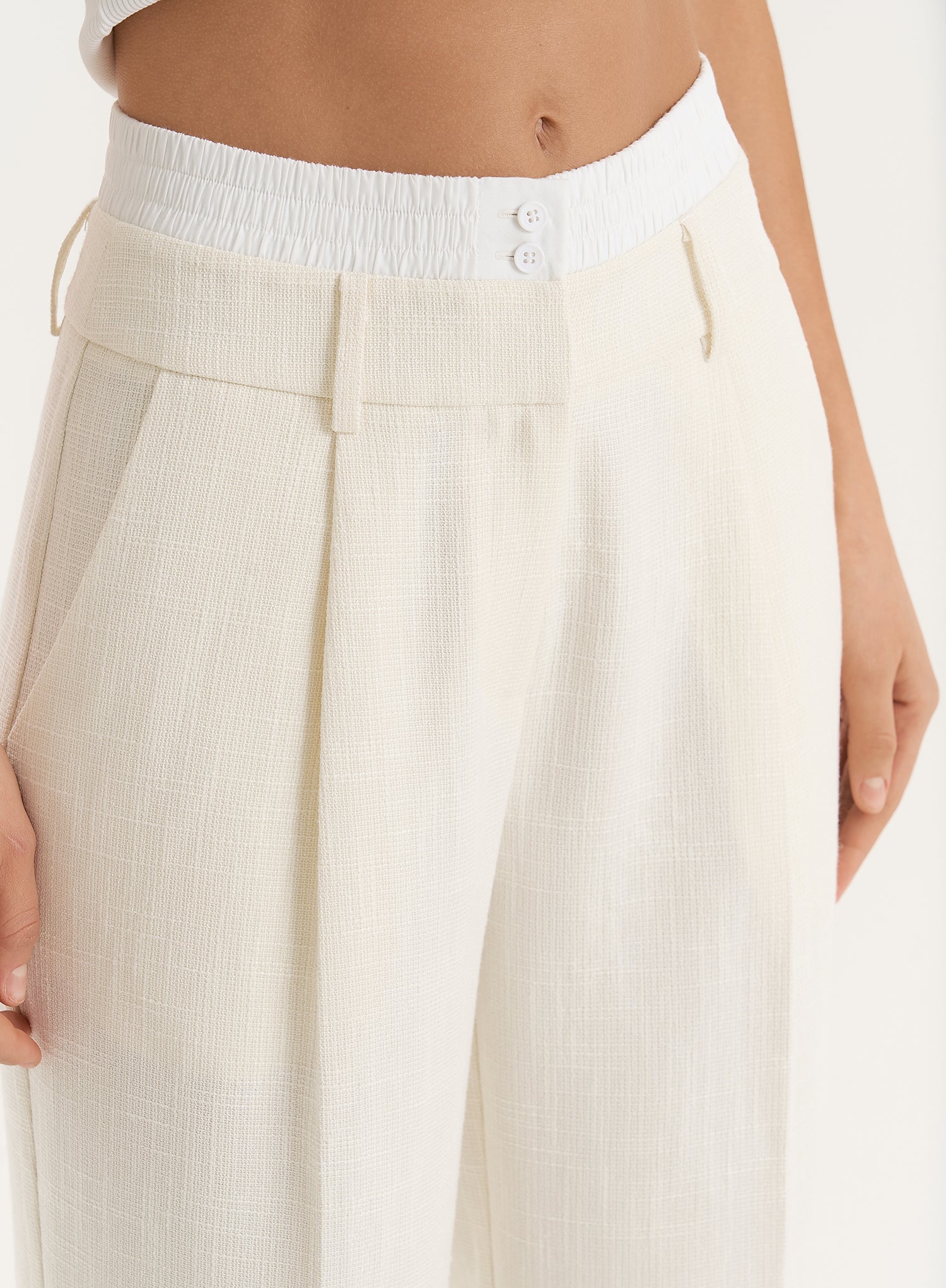 Cream Wide Leg Tailored Trouser- Georgia