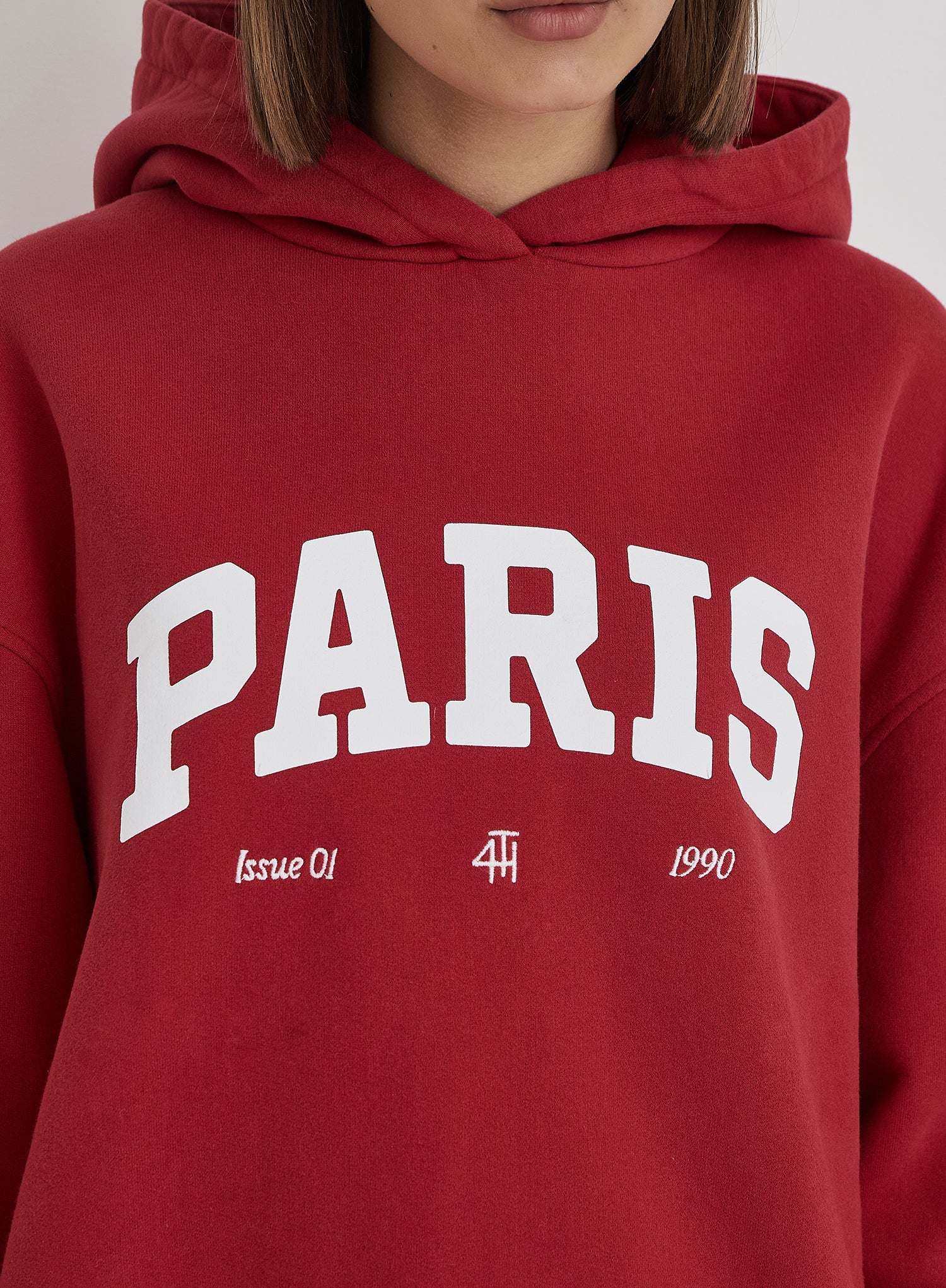 Red Paris Slogan Oversized Hoodie- Luna