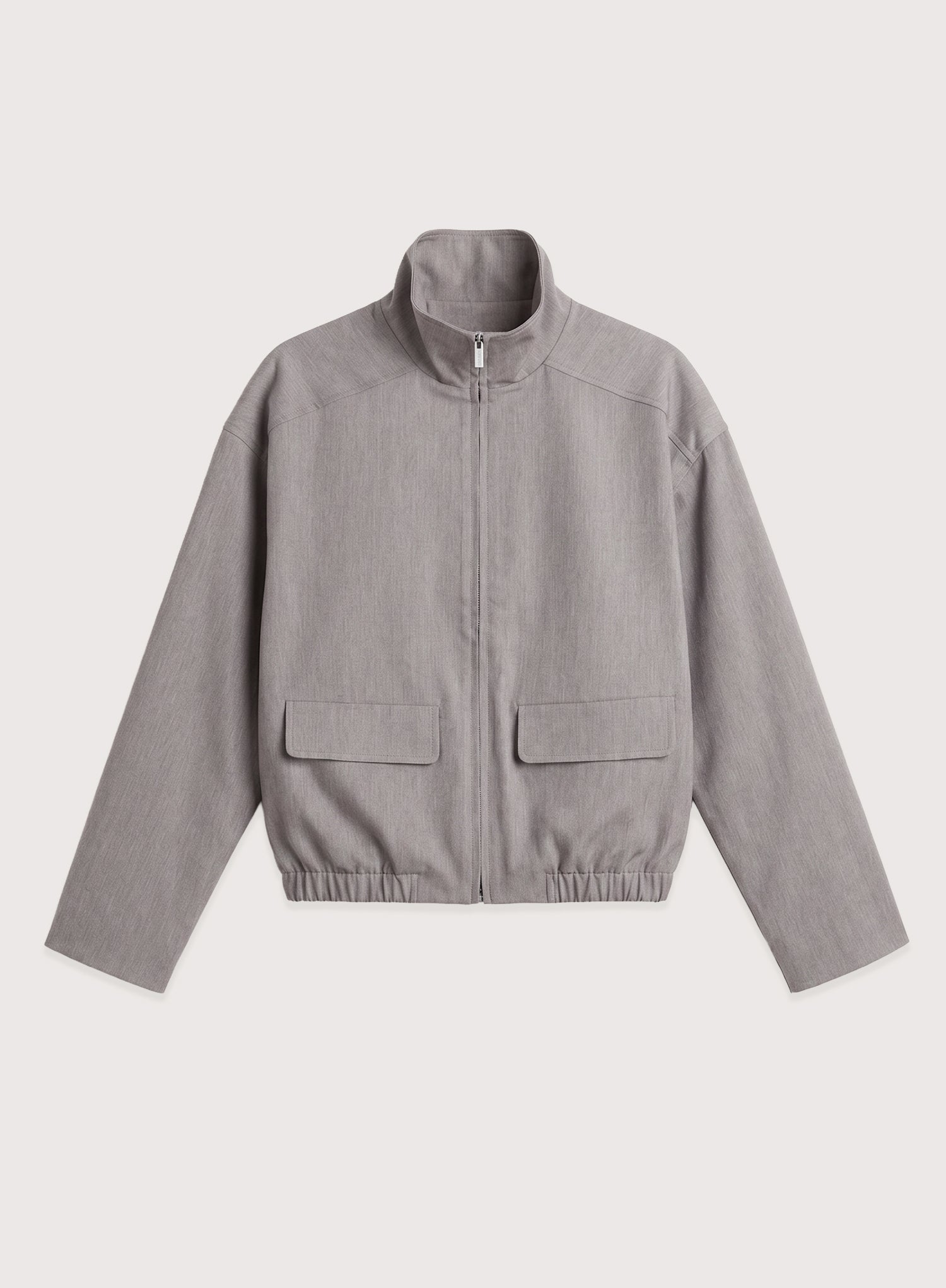 Grey Toggle Waist Funnel Neck Jacket