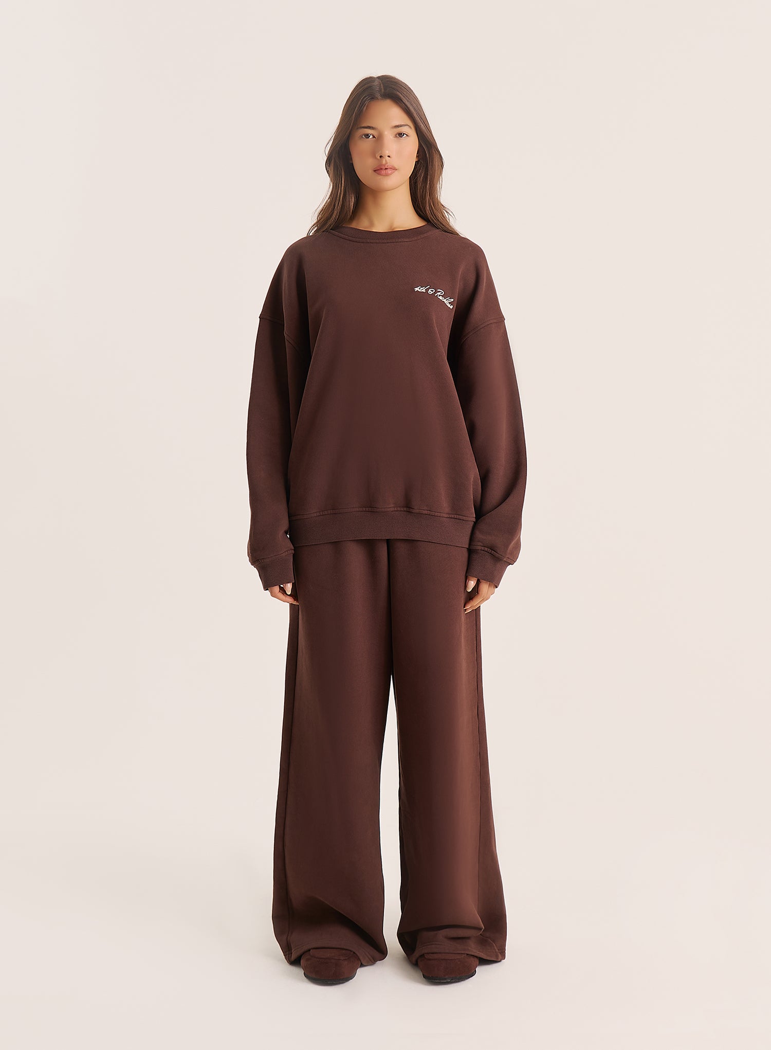 Chocolate Embroidered Script Logo Sweatshirt