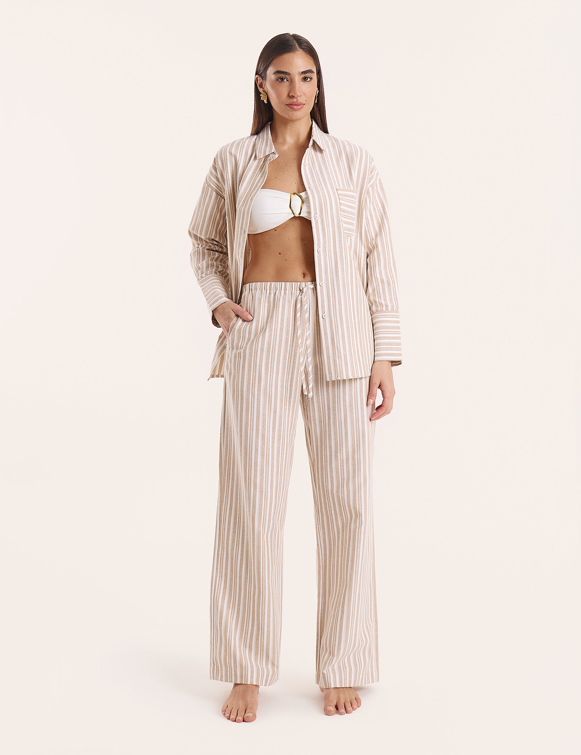Stripe Wide Leg Trousers