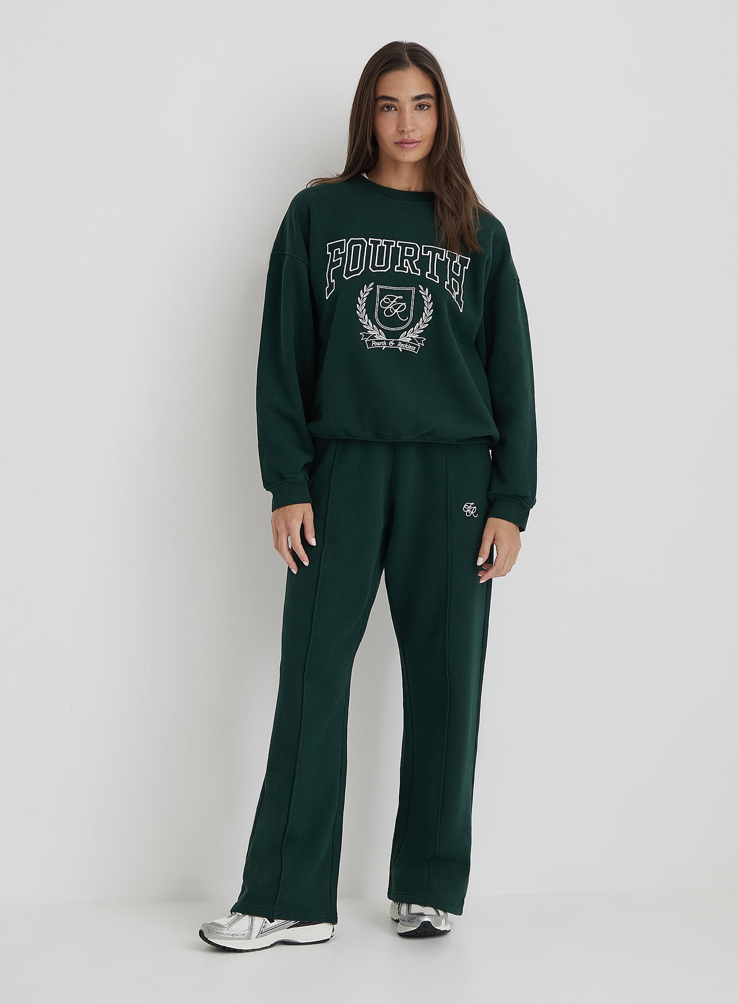 Green Fourth Varsity Relaxed Oversized Sweatshirt- Forrest