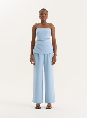 Blue Tailored Wide Leg Trousers- Sorcha