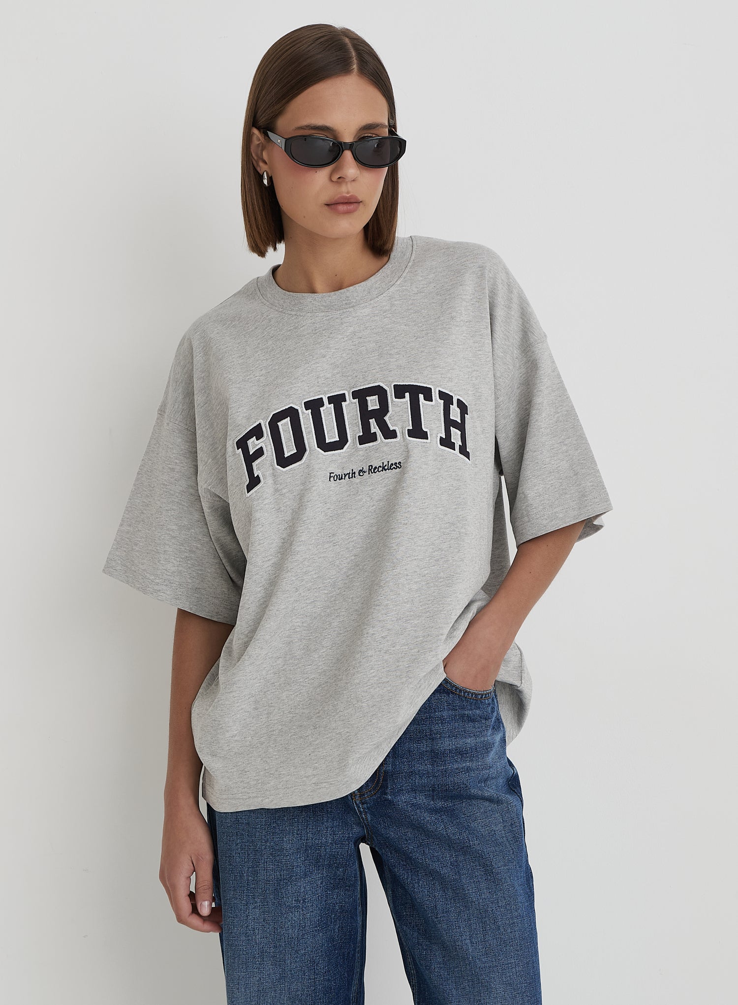 Grey Fourth Branded Oversized T-Shirt- Alice