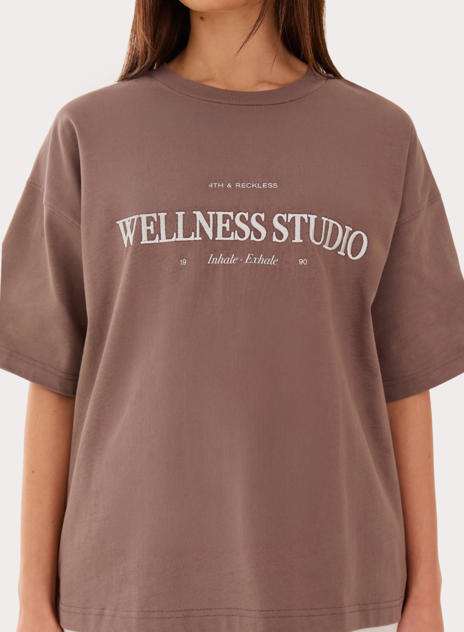 Brown Wellness Slogan Cotton Oversized T-Shirt