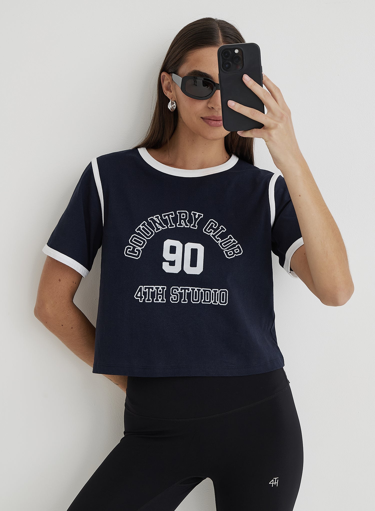 Navy Country Club Cropped T-Shirt- Raine