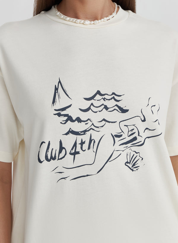 Off White Club 4th Graphic T-Shirt- Sylvie