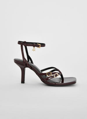 Burgundy Buckle Heeled Sandal- Chicago