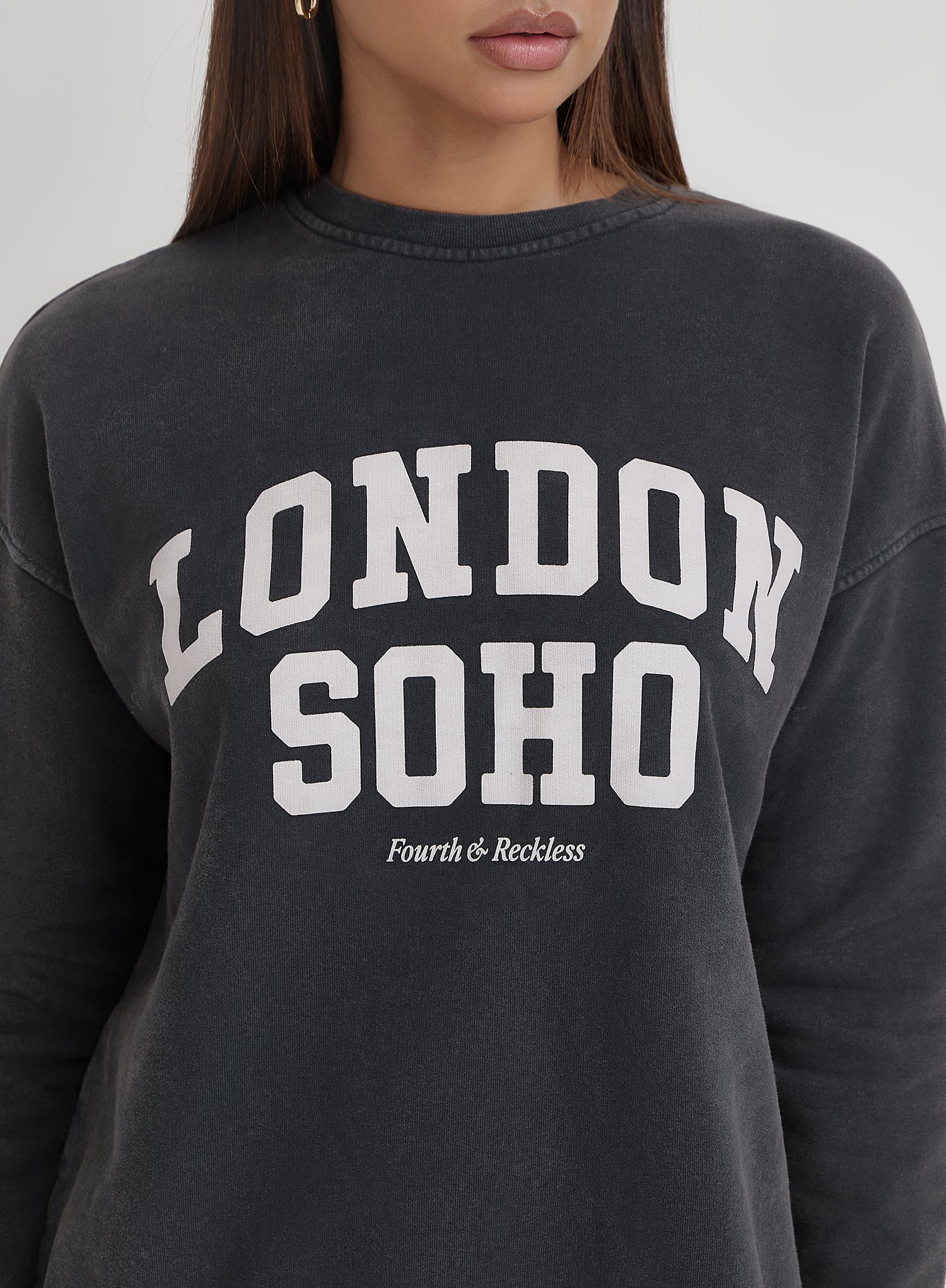 Acid Wash London Slogan Classic Longline Sweatshirt- London