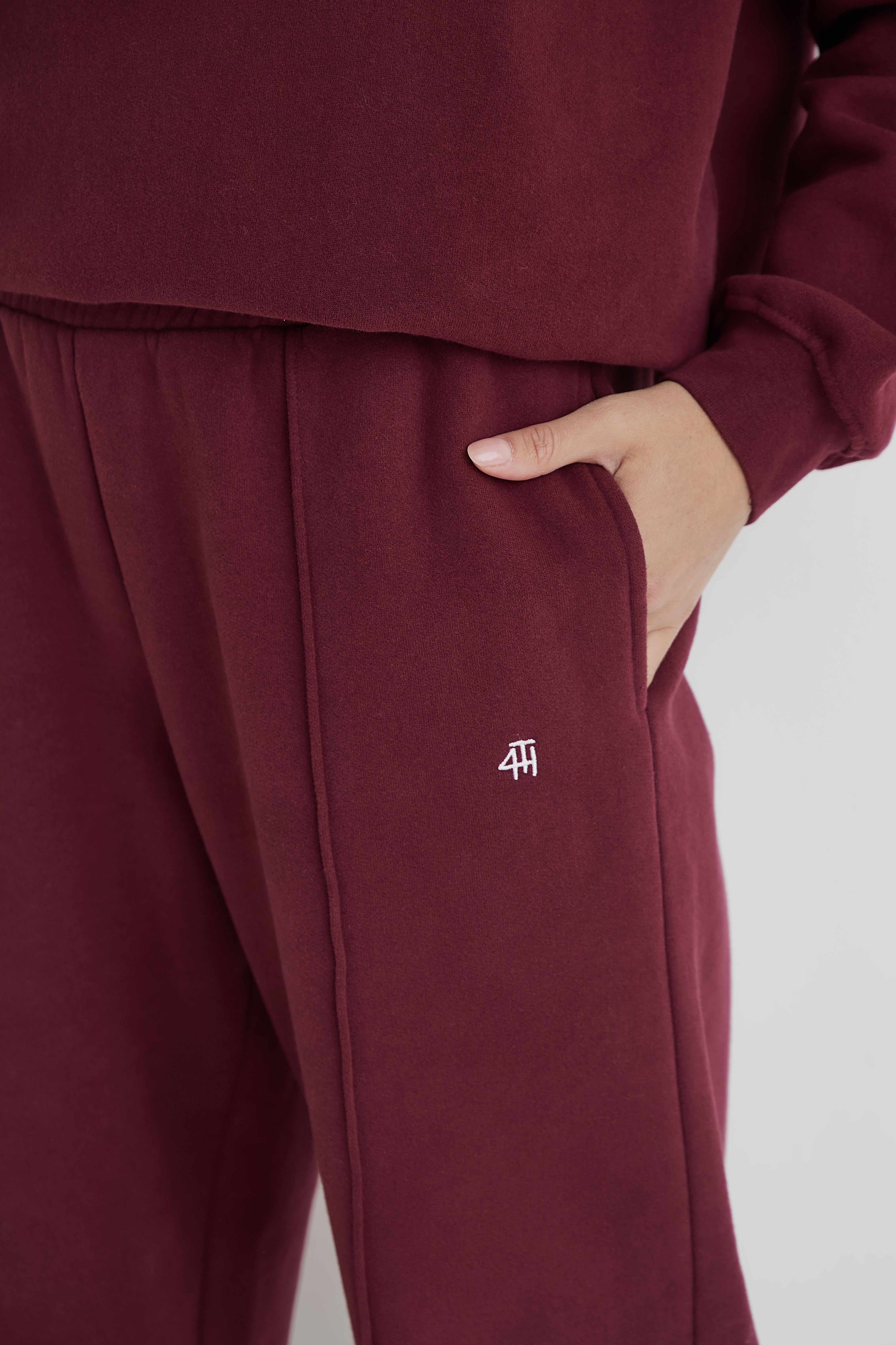 Burgundy 4th Wide Leg Branded Joggers- Fergie