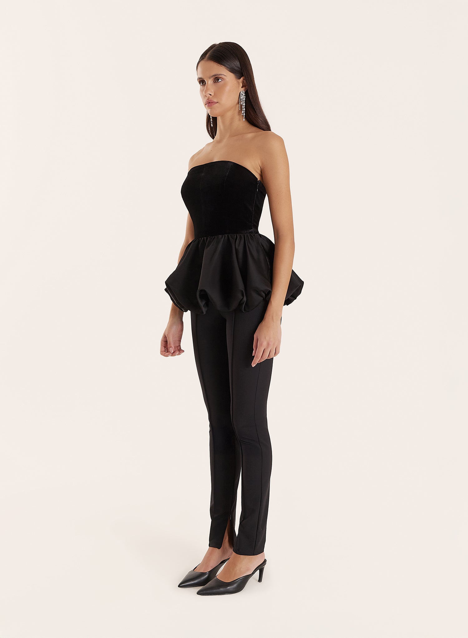 Black Velvet Peplum Corset Top