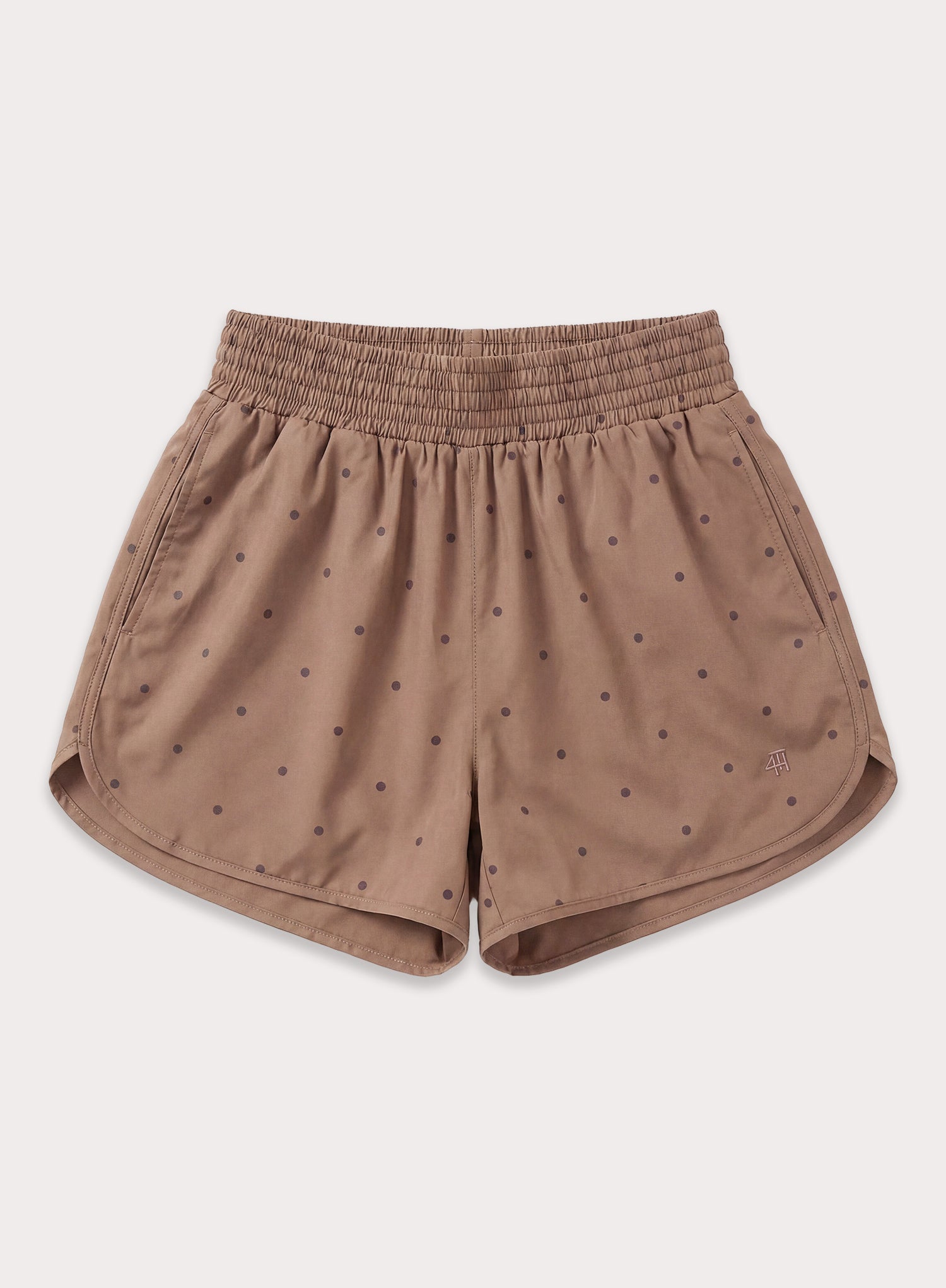 Brown Polka Dot Elasticated Waist Runner Shorts