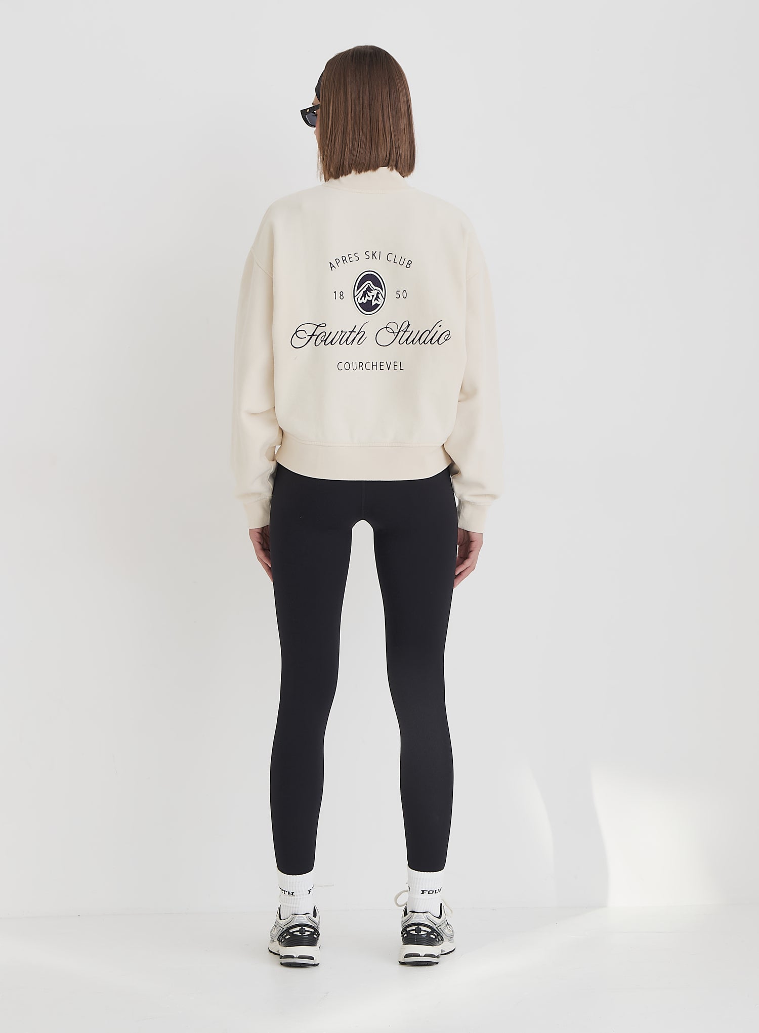 Cream Fourth Branded Half Zip Cropped Sweatshirt- Jacques