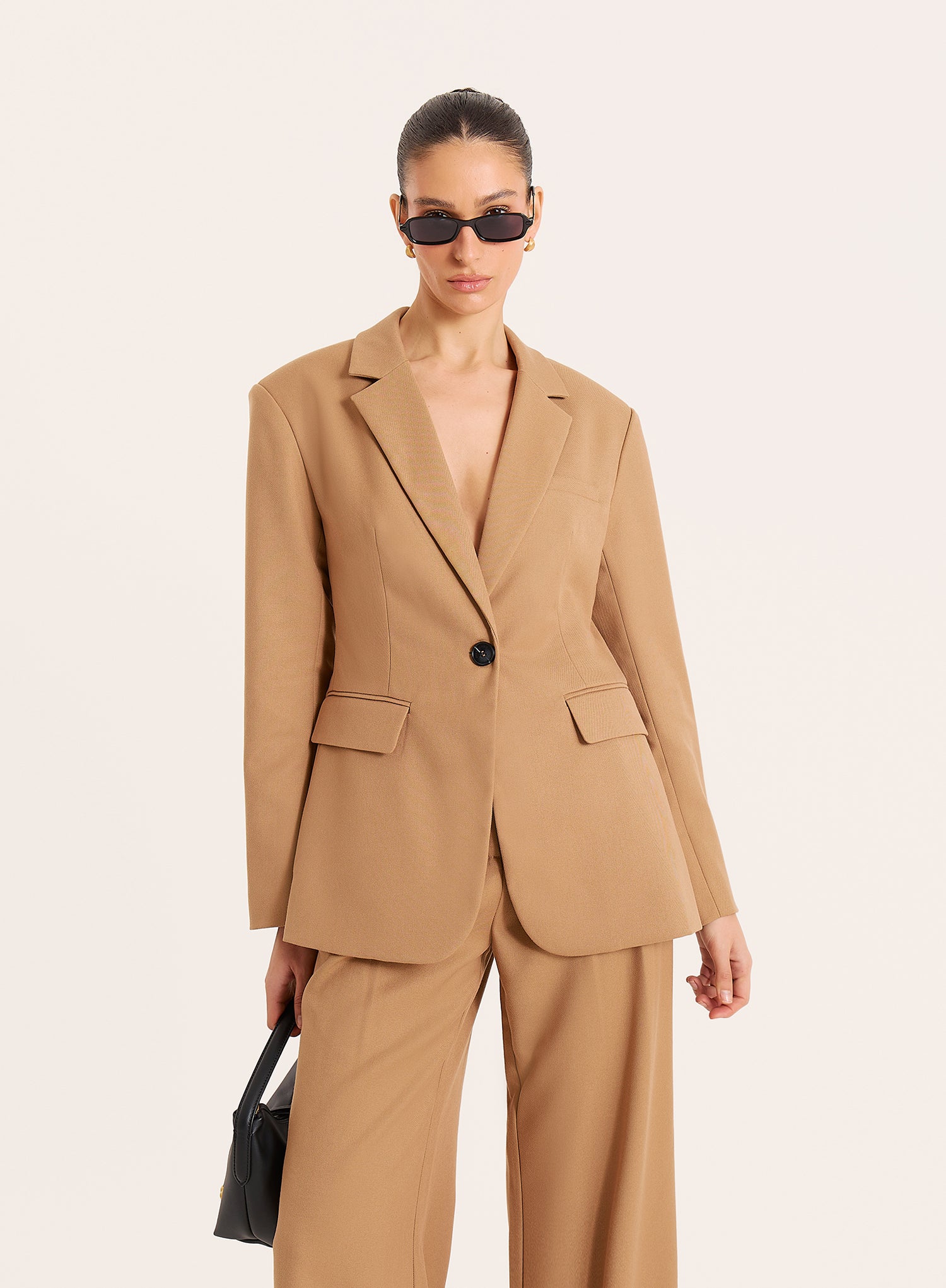 Camel Single Breasted Tailored Blazer