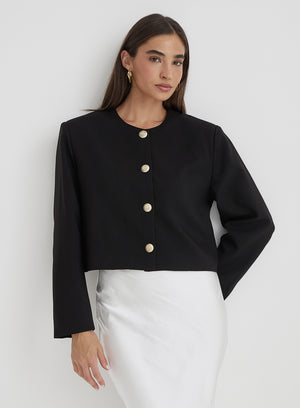 Black Cropped Tailored Jacket - Lilah