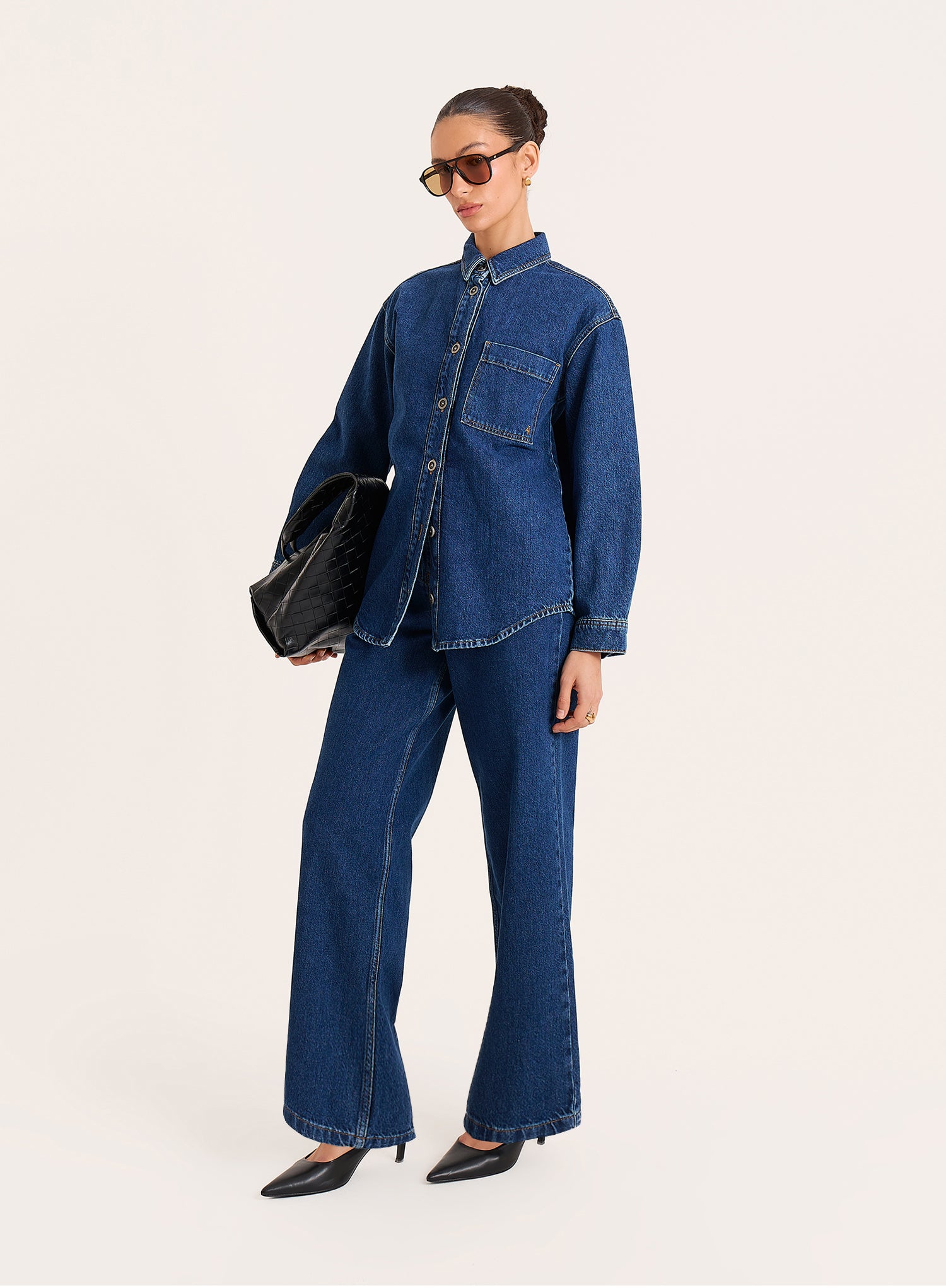 Indigo Wash High Waisted Straight Leg Jeans