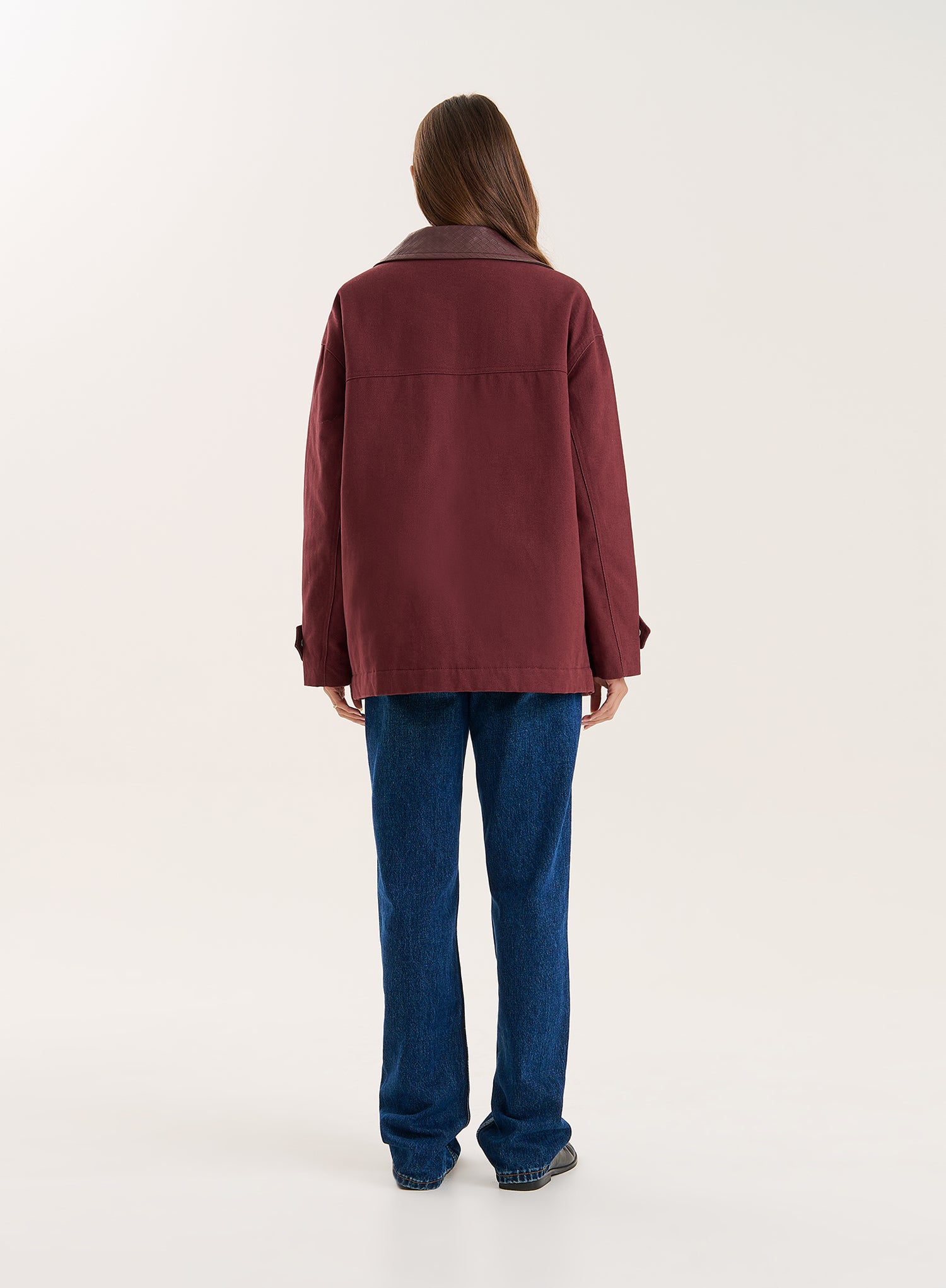 Burgundy Front Pocket Barn Shacket