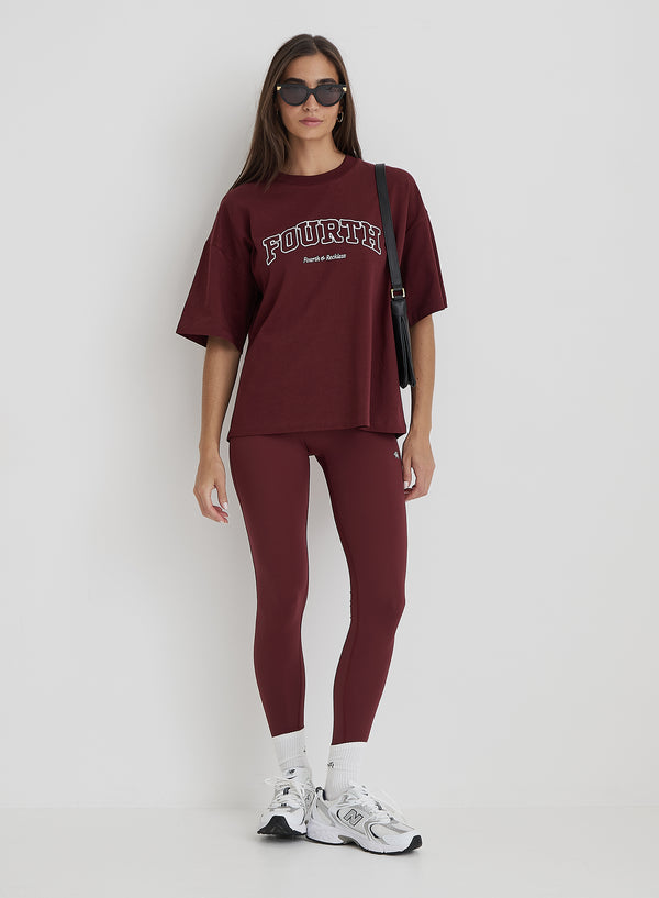 Burgundy Fourth Slogan Oversized Tee- Finley