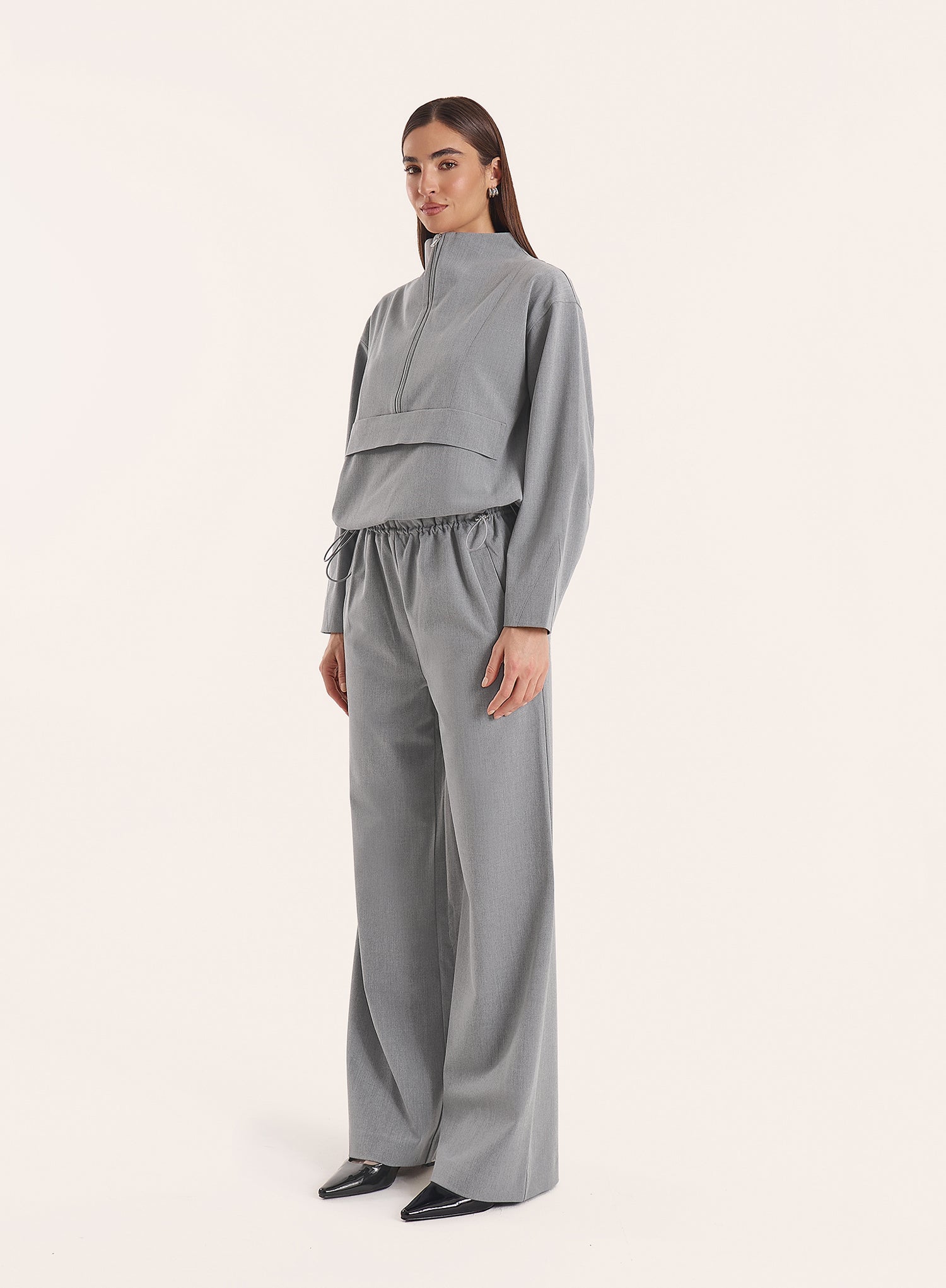 Grey Funnel Neck Track Jacket