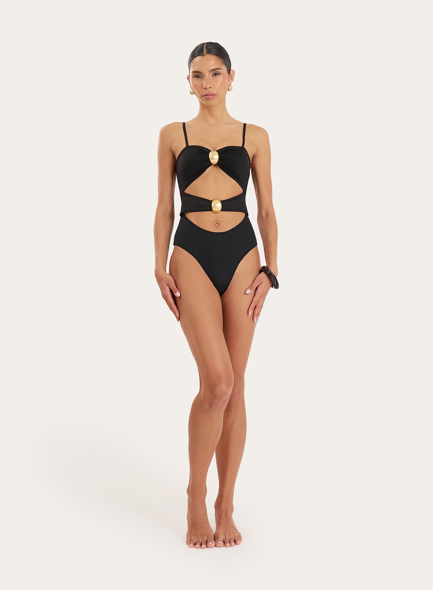 Black Cut Out Hardware Swimsuit