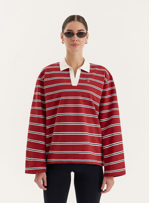 Multi Stripe Oversized Rugby Top- Alicia