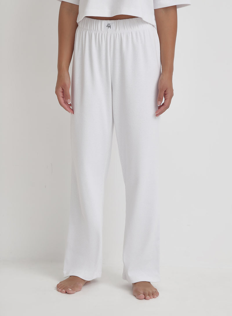 Women s White Waffle Lounge Trousers Lyra 4th Reckless