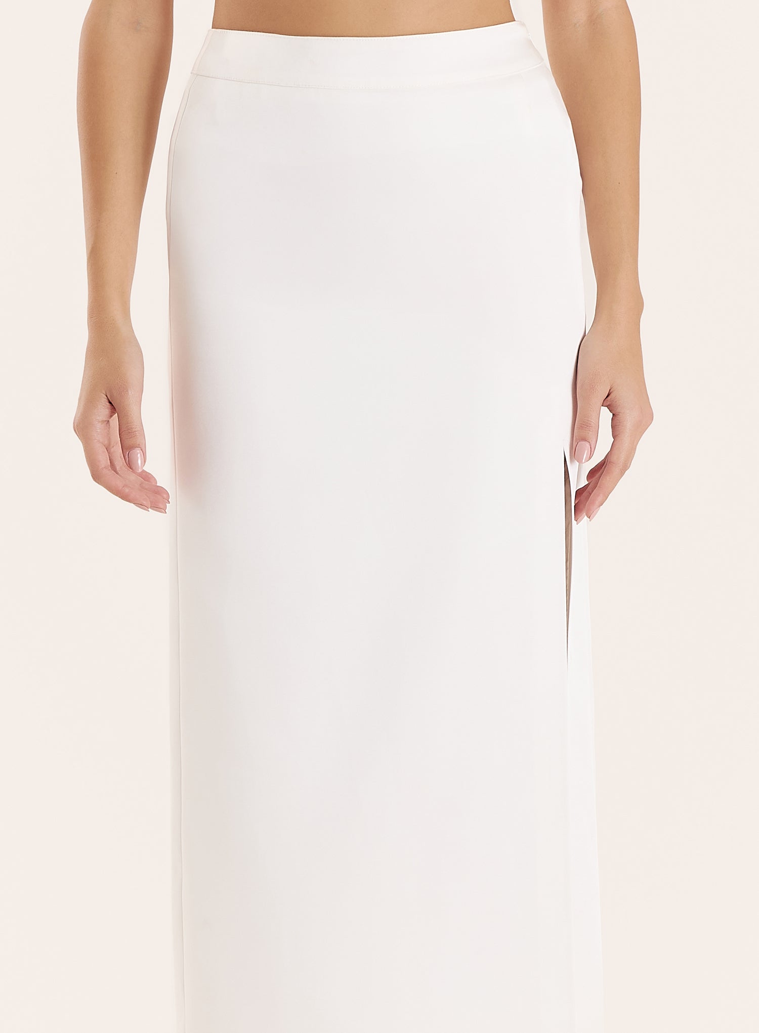 Cream Side Split Midaxi Skirt