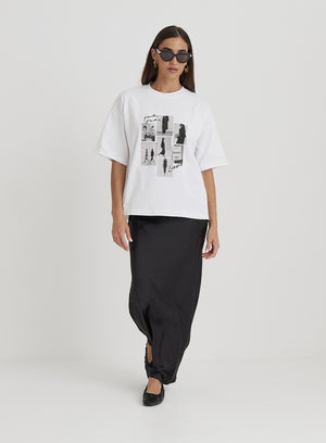 White Catwalk Polaroid Graphic T-Shirt- Bruni