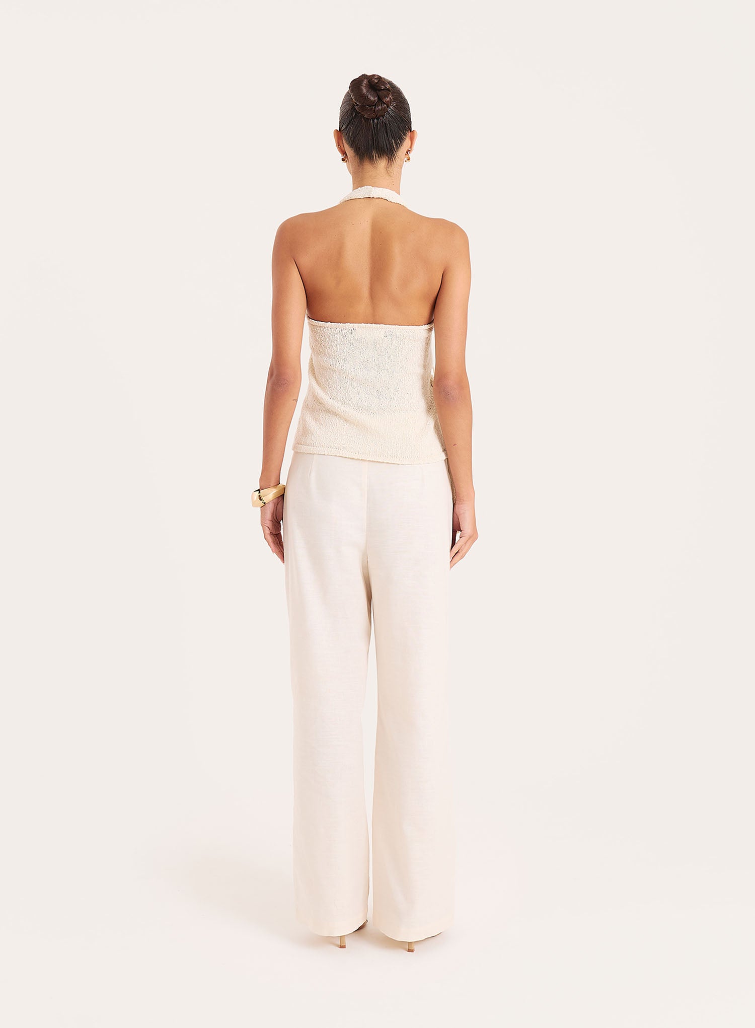 Cream Boucle Knit Sleeveless Top