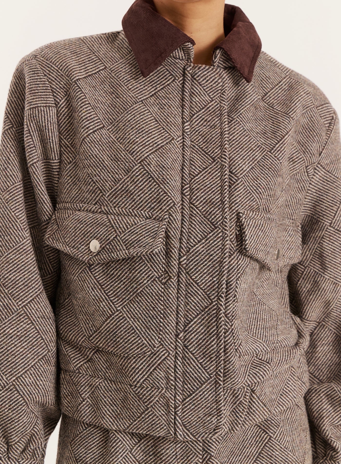 Brown Cropped Collared Trucker Jacket- Ingrid