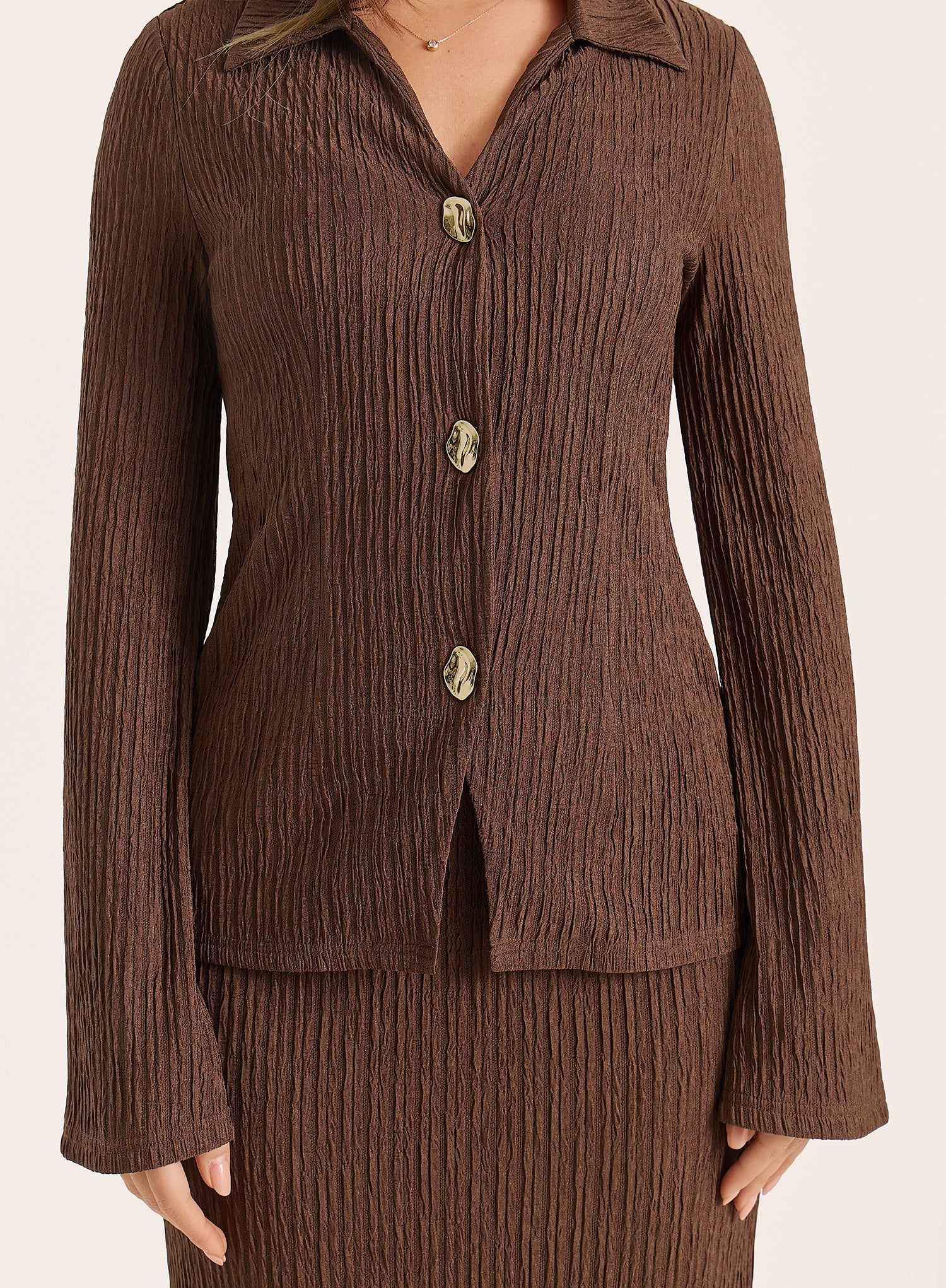 Chocolate Crinkle Jersey Long Sleeved Top