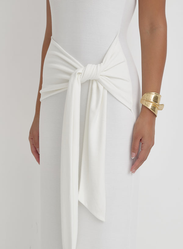 Cream Tie Front Maxi Dress- Adanna