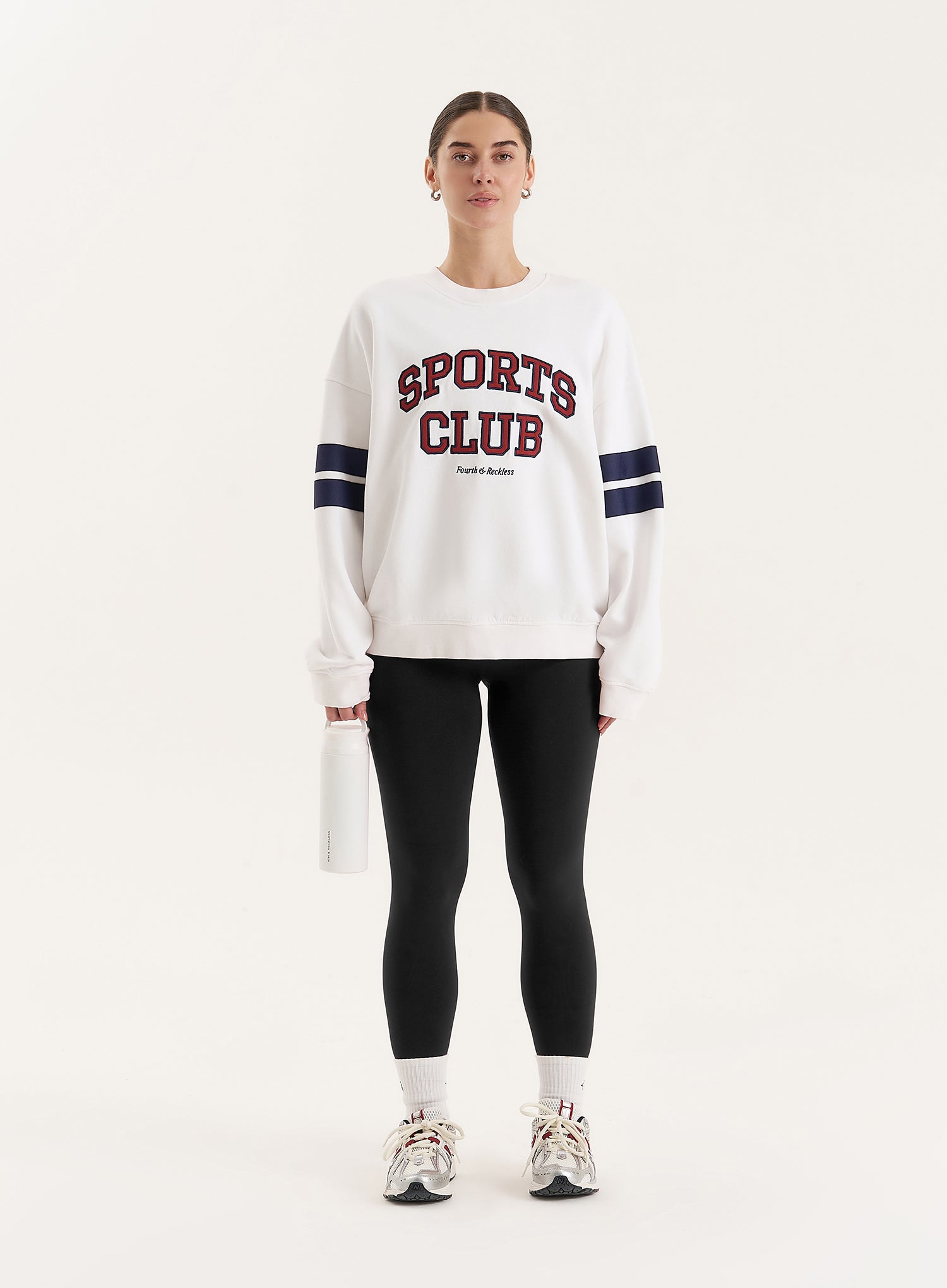 White Sports Club Slogan Oversized Sweatshirt- Stella