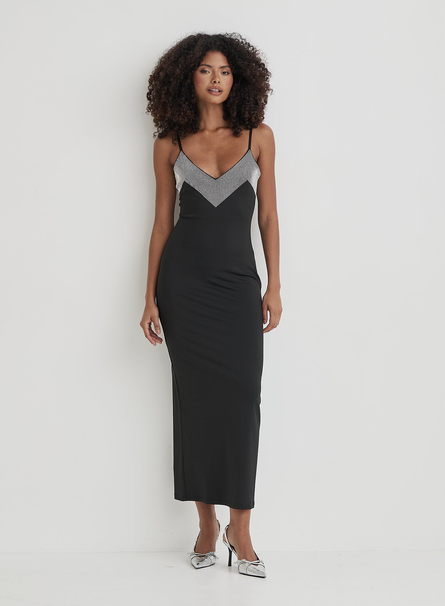 Black Embellished Trim Maxi Dress- Sofie