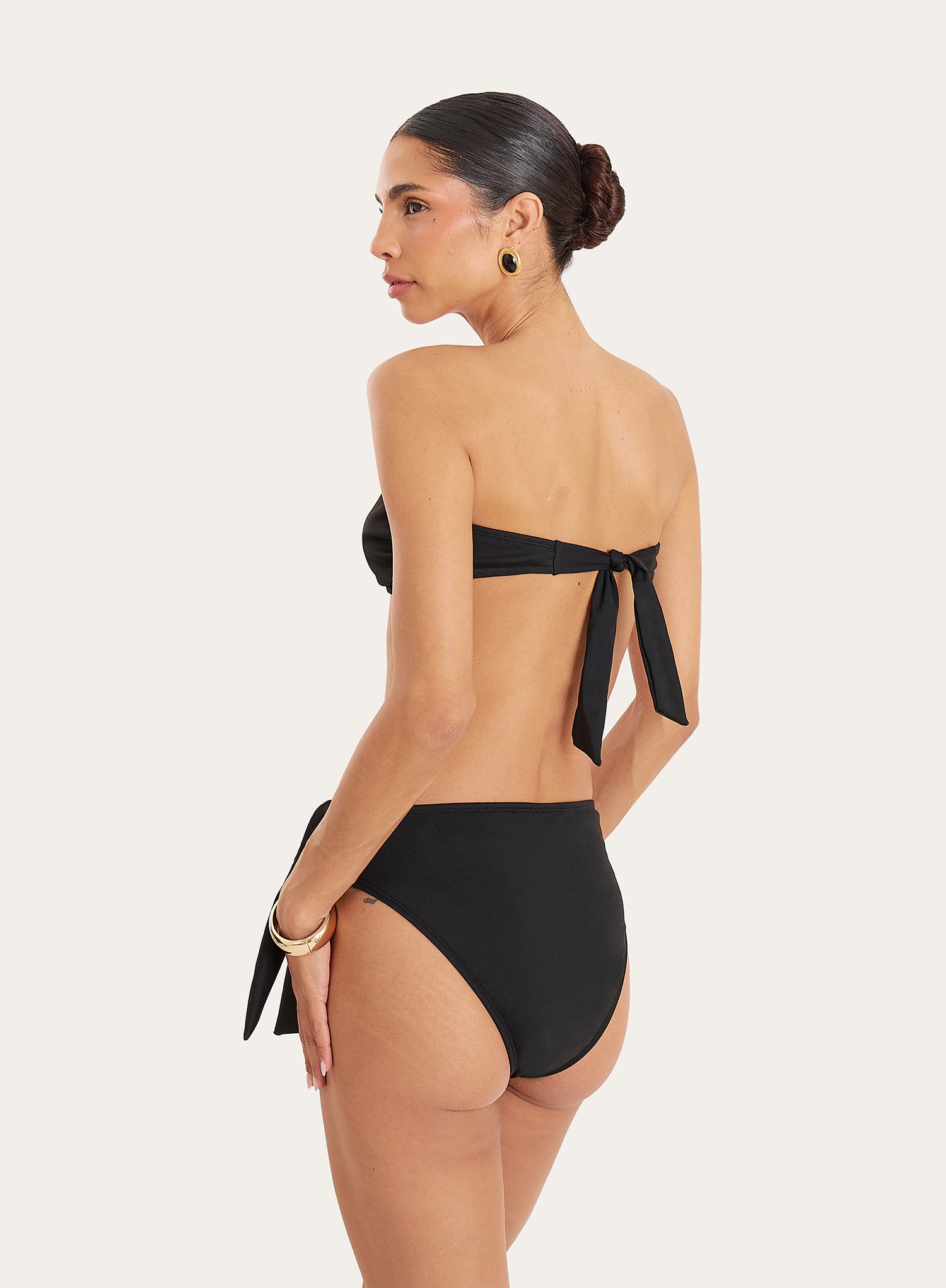 Black Hardware Detail Bandeau Bikini Top