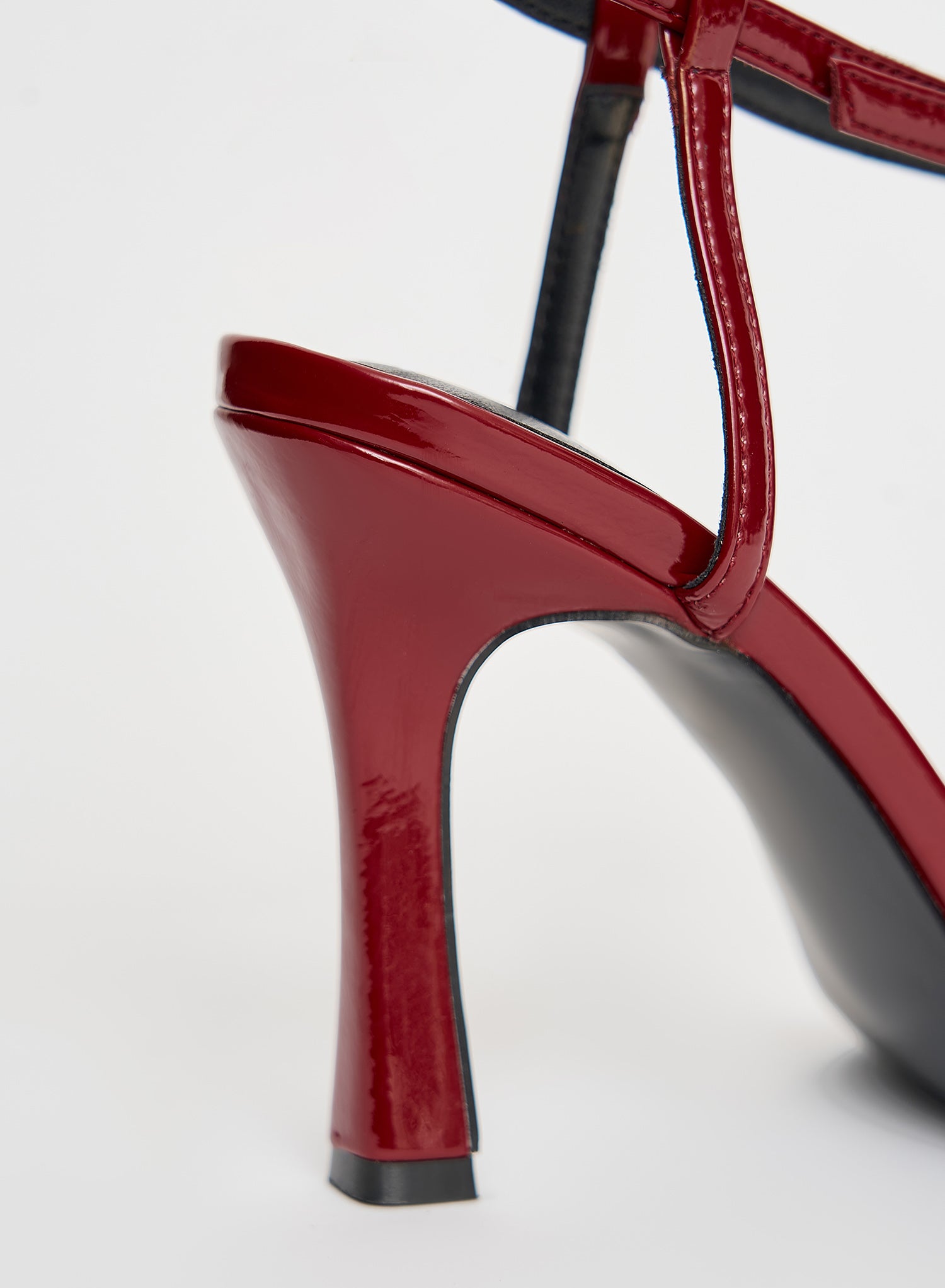 Red Strappy Heeled Patent Sandal- Berlin