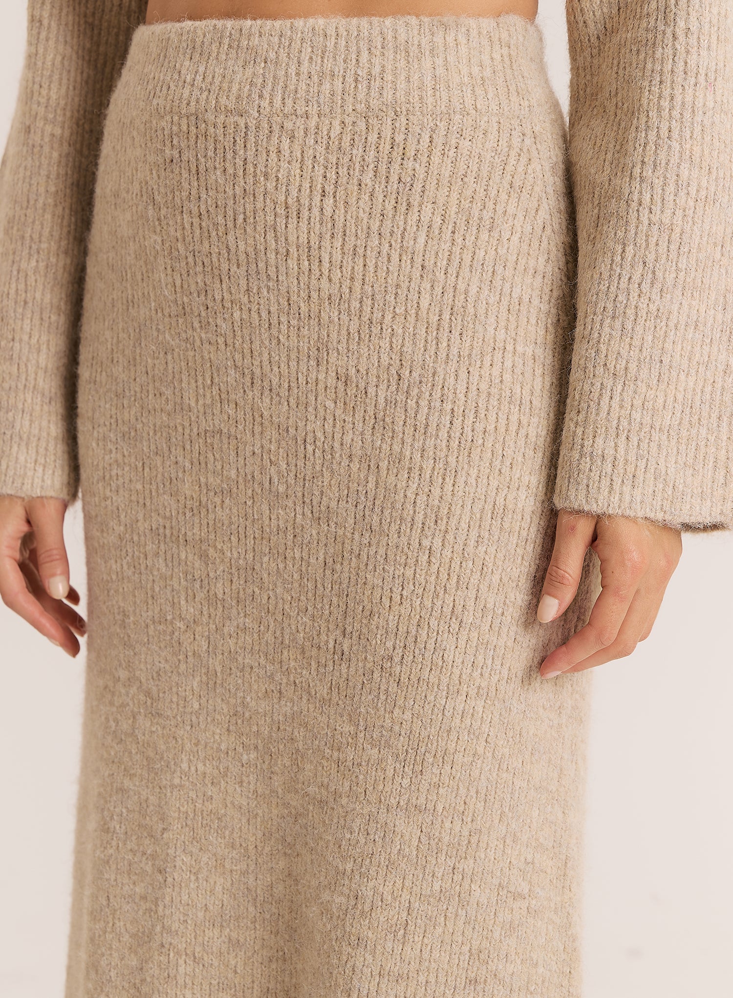 Oatmeal Knitted Maxi Skirt