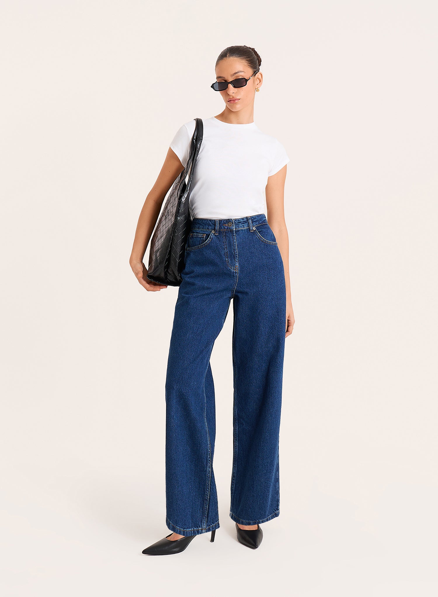 Indigo Wash High Waisted Straight Leg Jeans