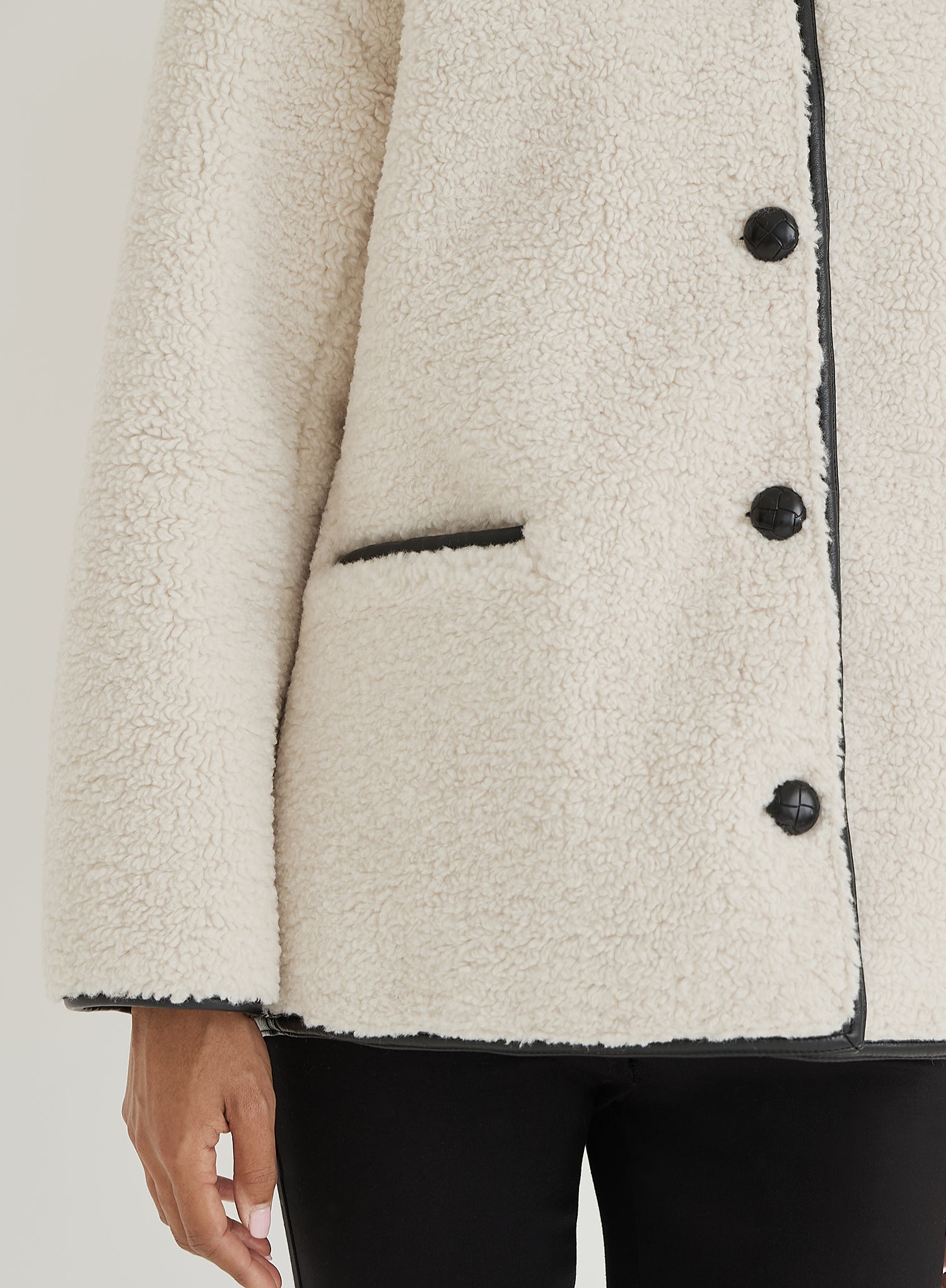 Cream Faux Shearling Jacket – Yanis