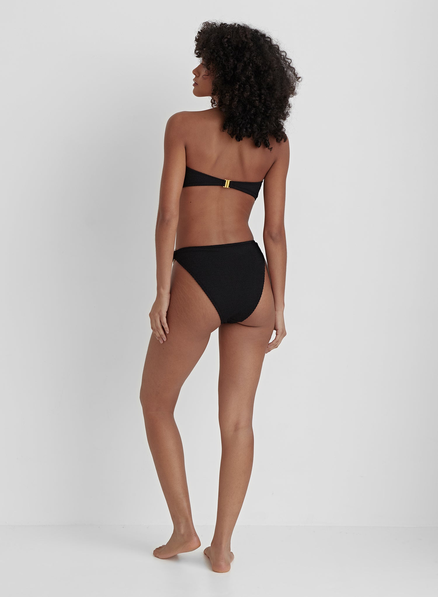 Black Crinkle Tortoiseshell Bandeau Bikini Top- Palermo