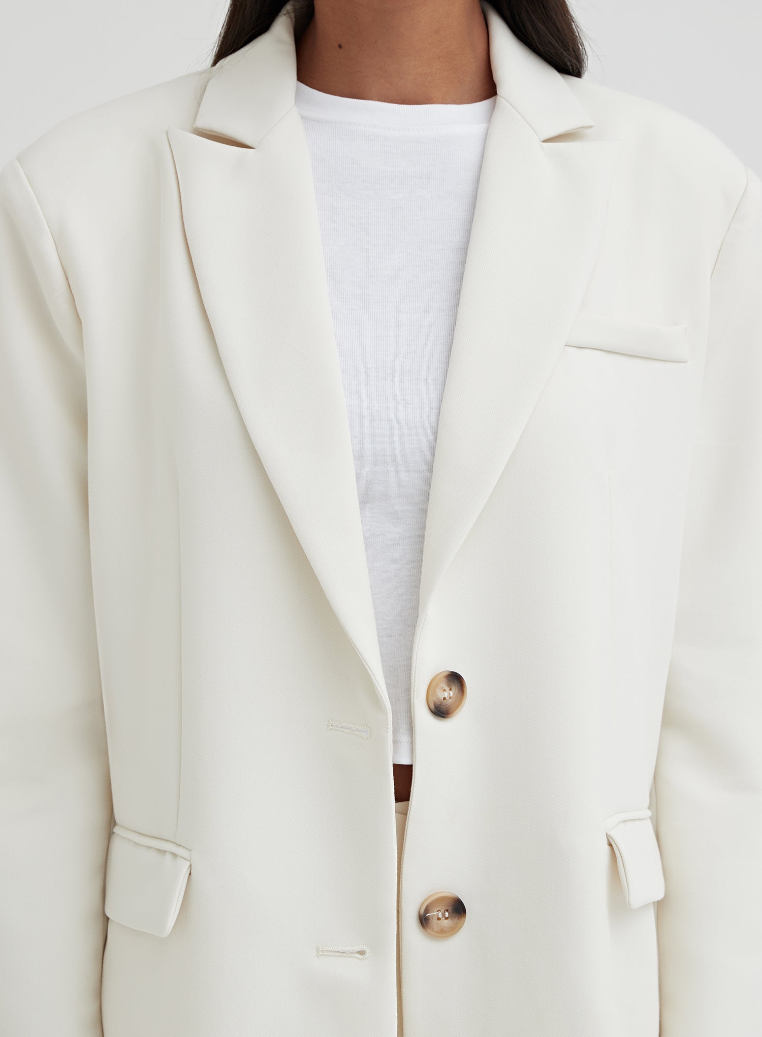 Cream Oversized Single Breasted Blazer – Georgina