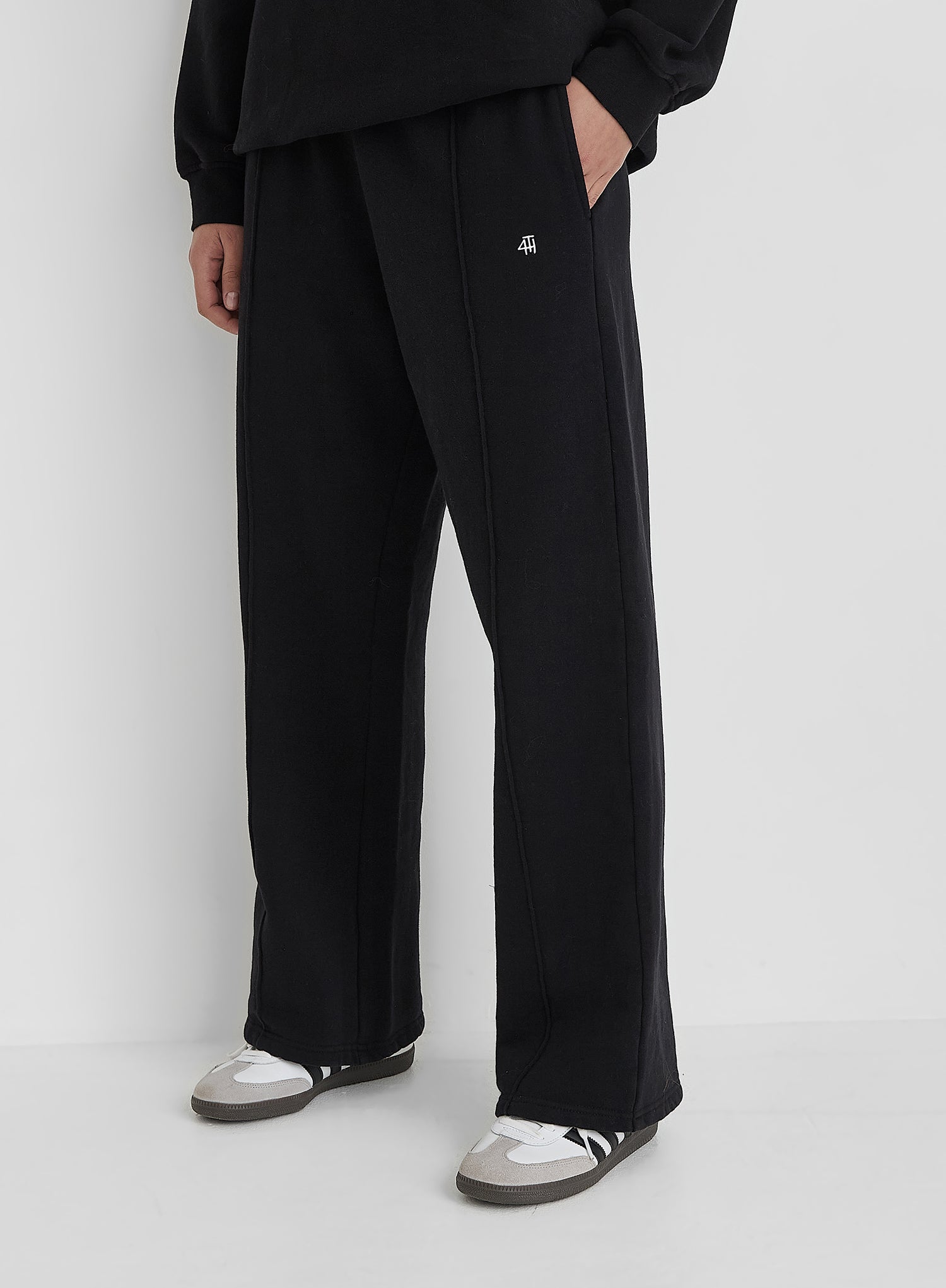 Black 4th Wide Leg Branded Joggers - Fergie