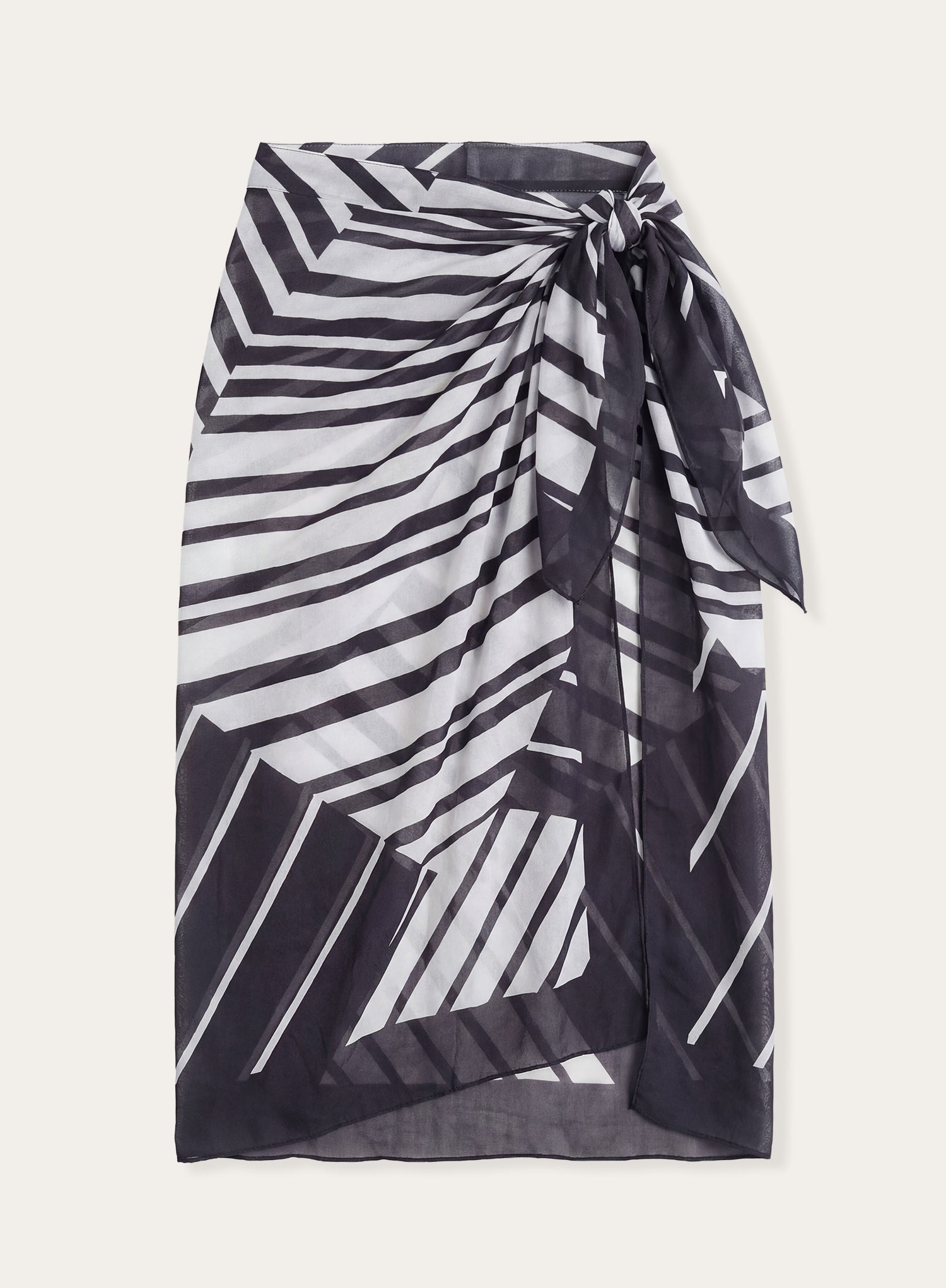 Black And White Abstract Printed Sarong