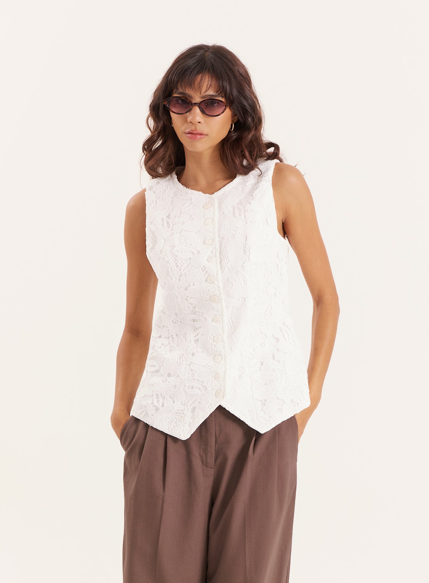 White Broderie Lace Waistcoat